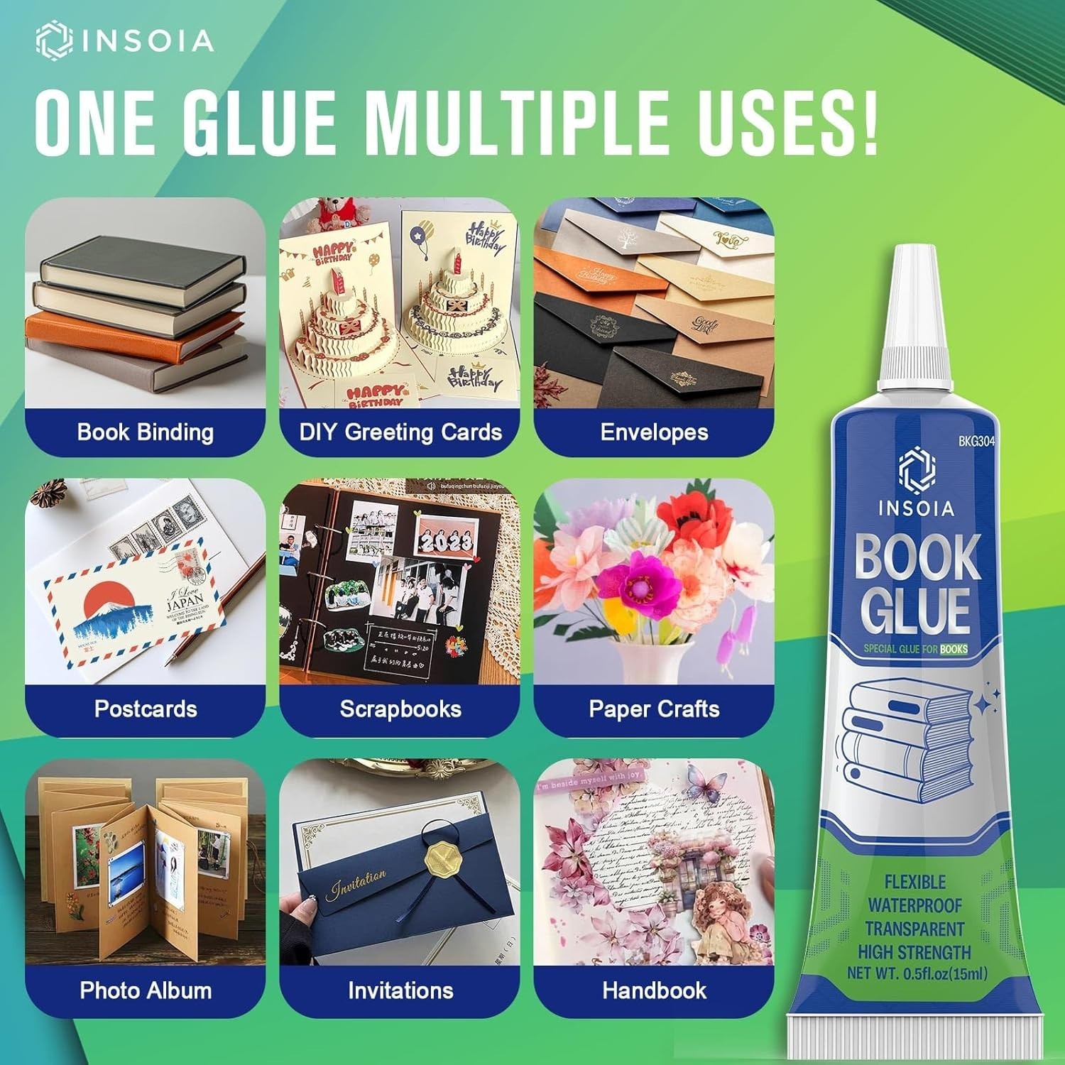 Book Glue, 15ML X 2 Book Adhesive, Clear Book Binding Adhesive, Flexible Paper G
