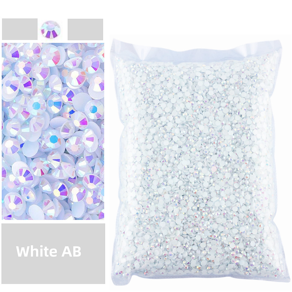 Bulk 2-6mm Jelly AB Resin Non Hot Fix Rhinestones Flat Back