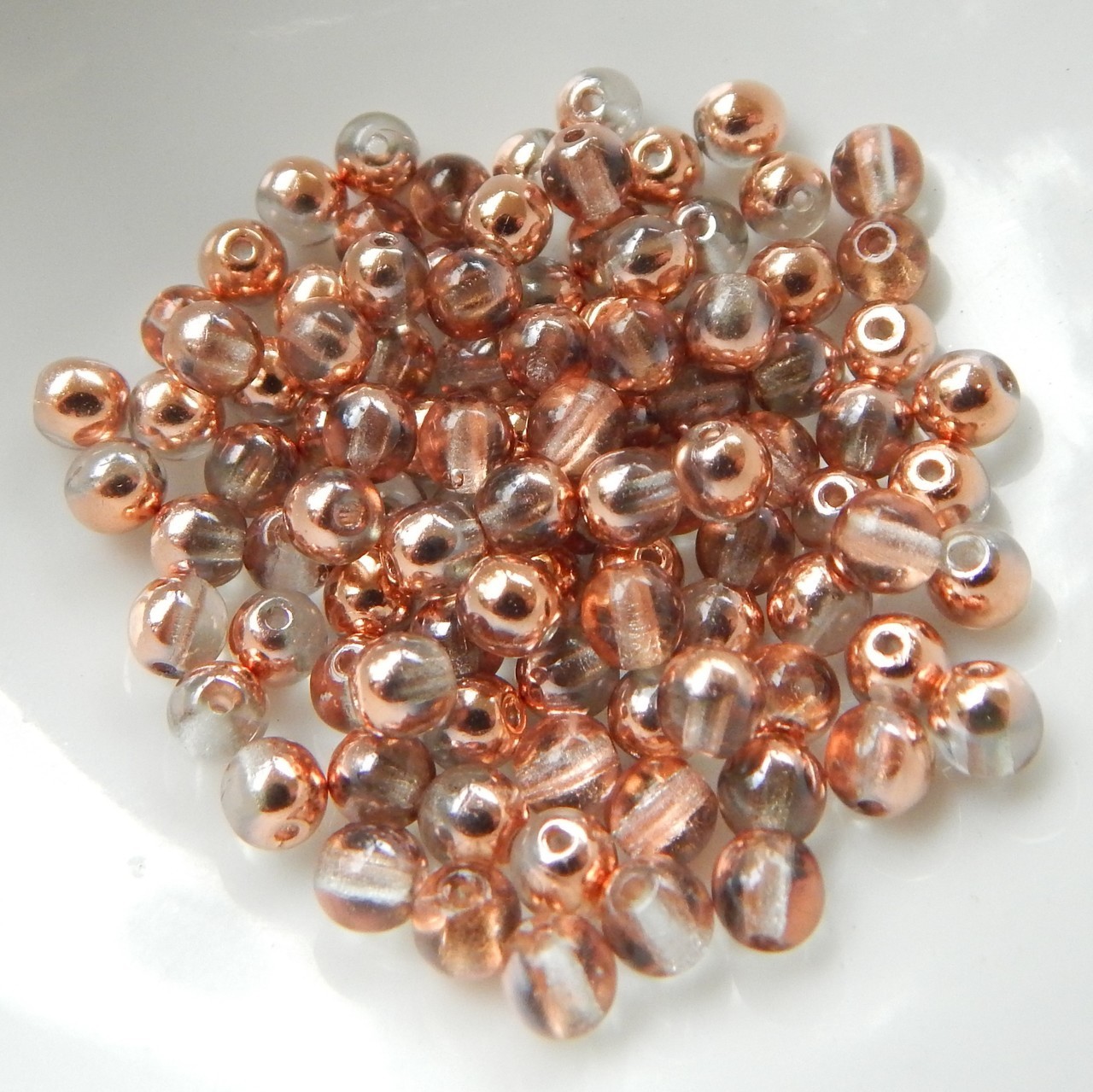 4mm Druk Rounds Crystal Capri Gold (100 beads) Czech Glass beads