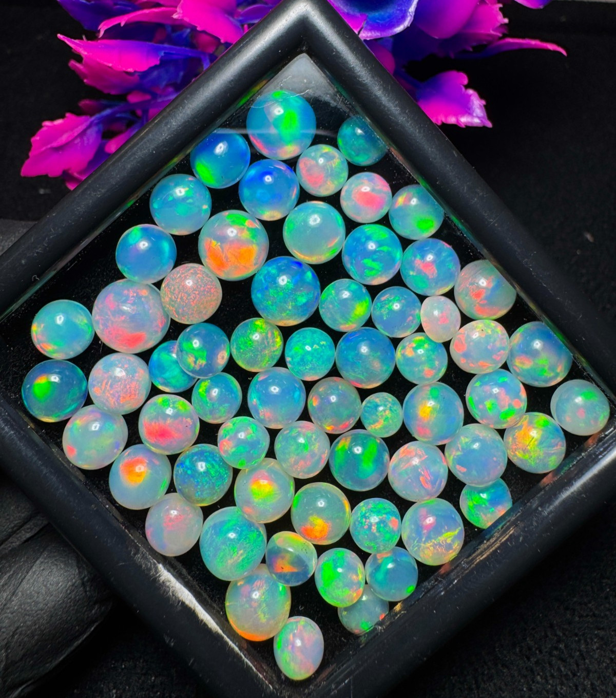 Natural Ethiopian Opal Round Cabochon Lot 3 MM to 8 MM Fire Opal Welo Opal Loose