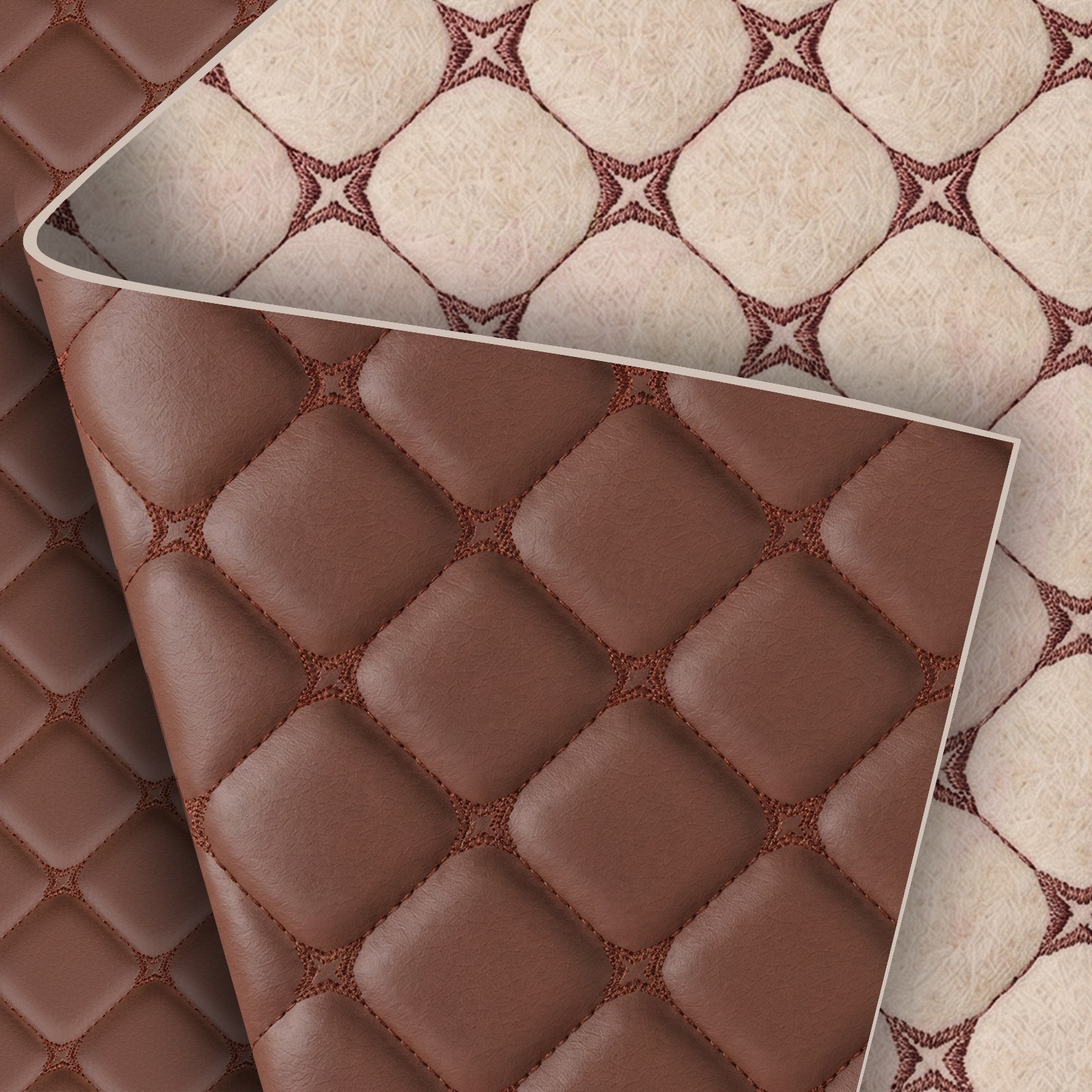 Pebble Grain Quilted Faux Leather 6mm Foam Backed Auto Upholstery 63″ Wide