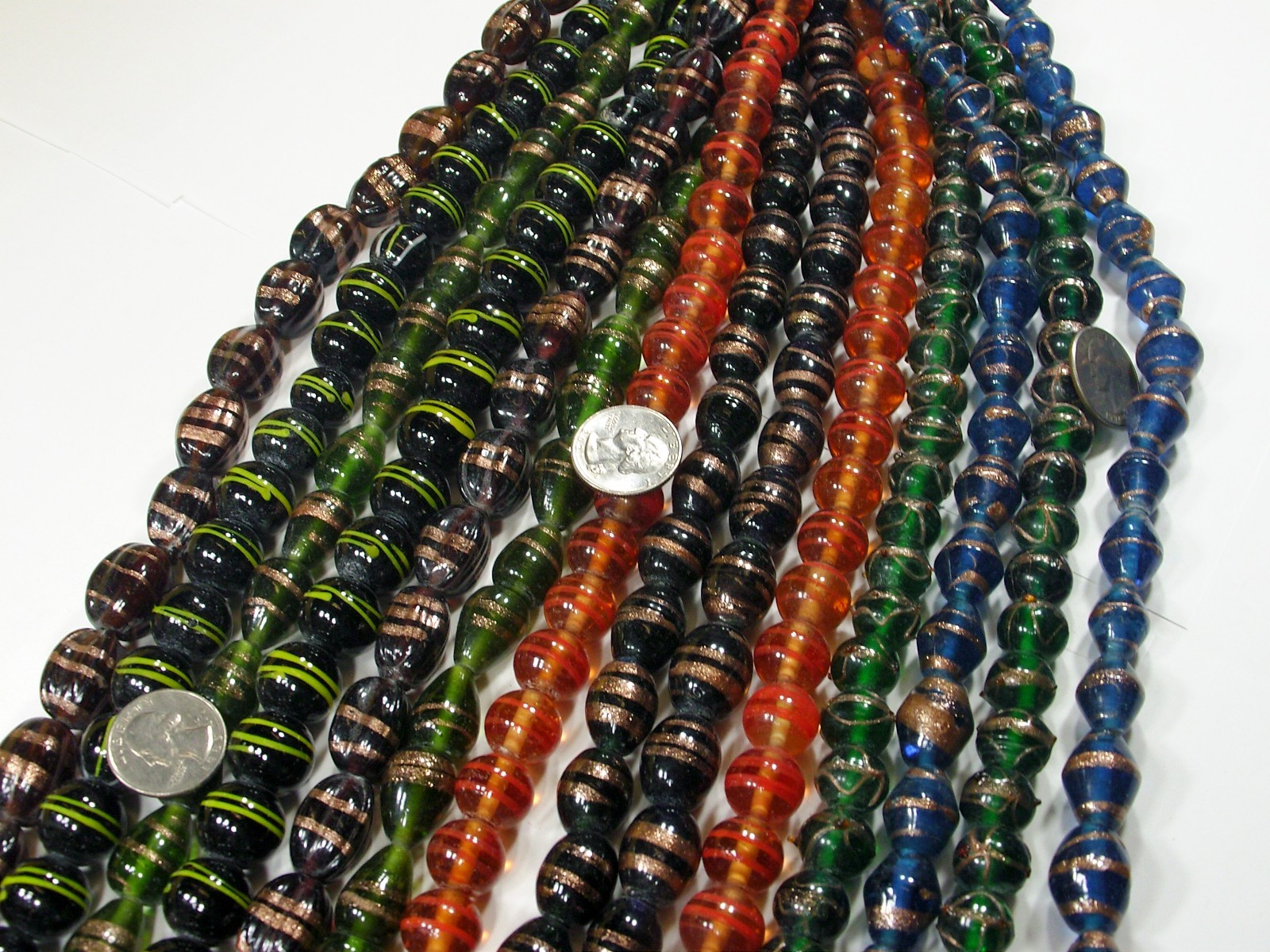 14 Strands (15″) Assorted Closeout India Handmade Glass Beads Lot (MQD-3)⭐