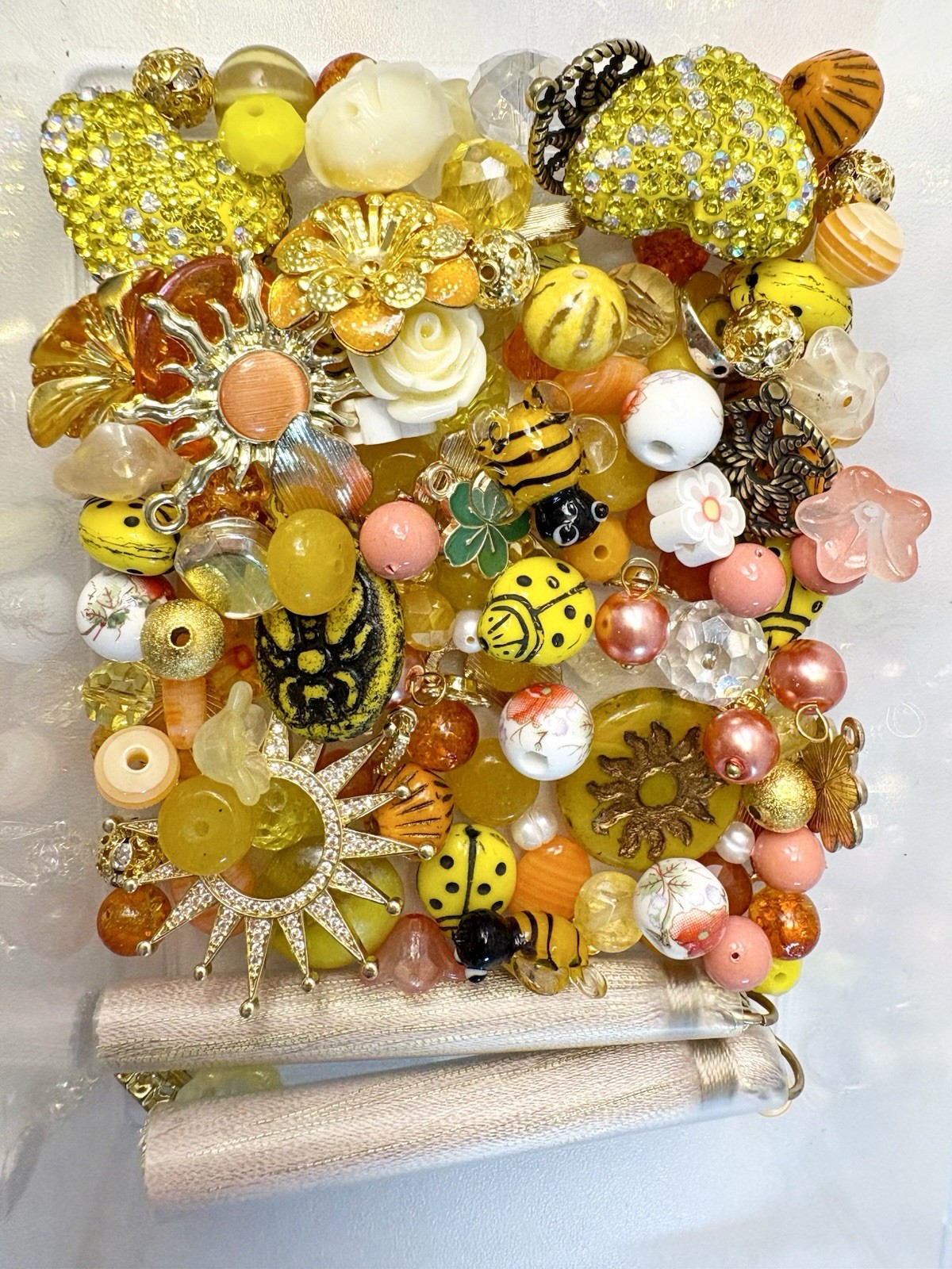 Yellow Sun BEAD MIX for Jewelry Making – Glass, Gemstone, Boho, Charms