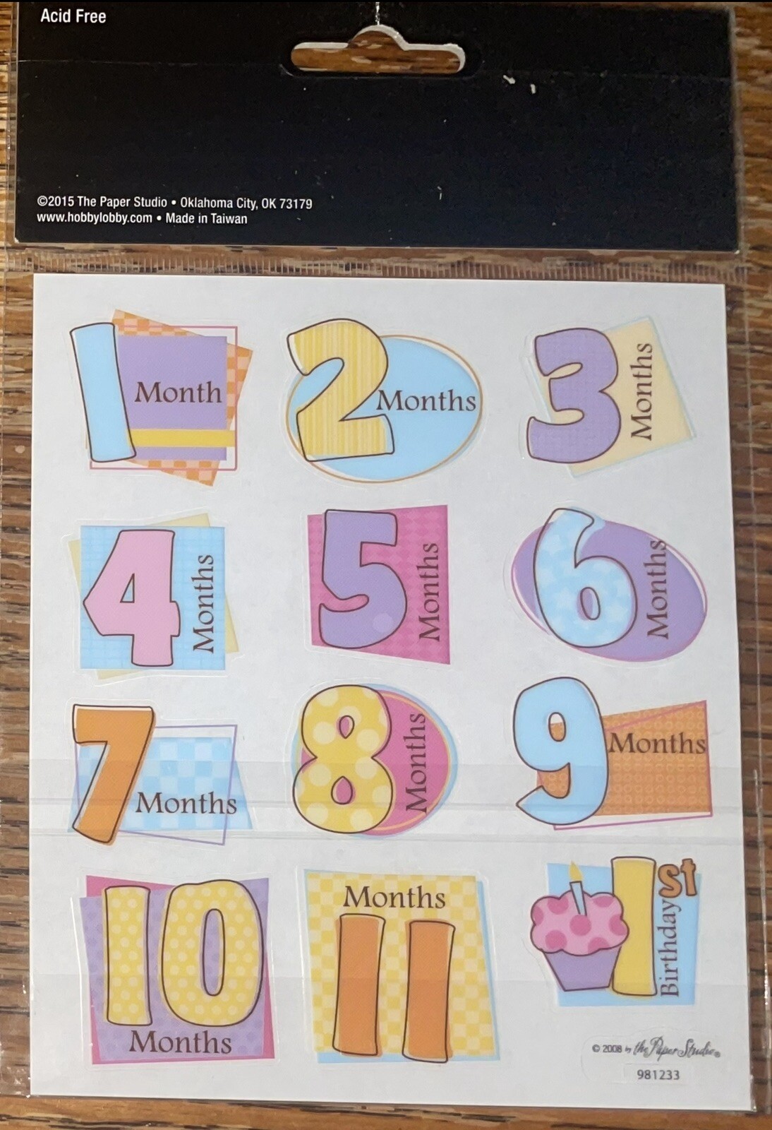 Stickabilities The Paper Studio 1 Month- 12 Months 1 Year Old Scrapbook Stickers
