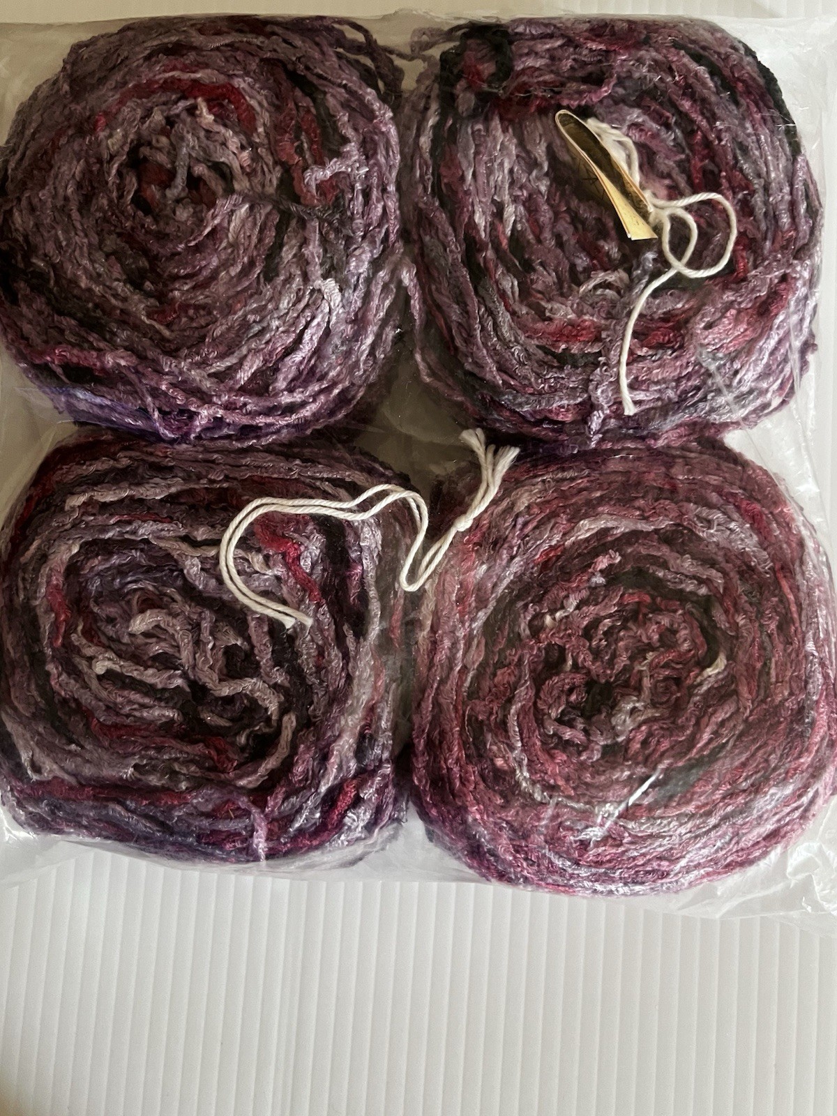 ARAUCANIA Quellon Yarn Chile Lot Of 4 Skeins Hand Dyed Purple Chenille 161 Yards