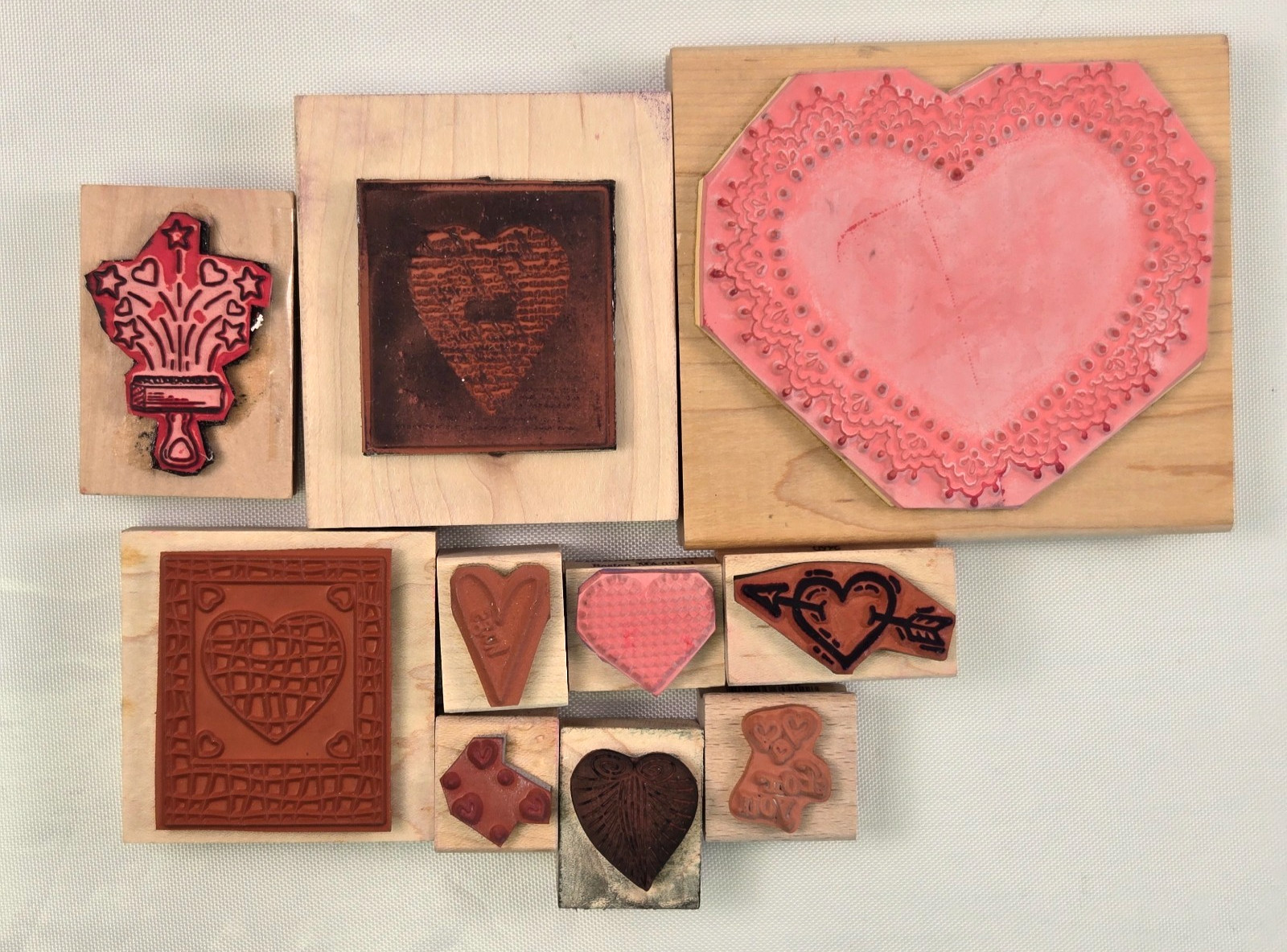 Heart Frame Hearts Arrow Love You – Wood Mount Rubber Stamps STAMP LOT