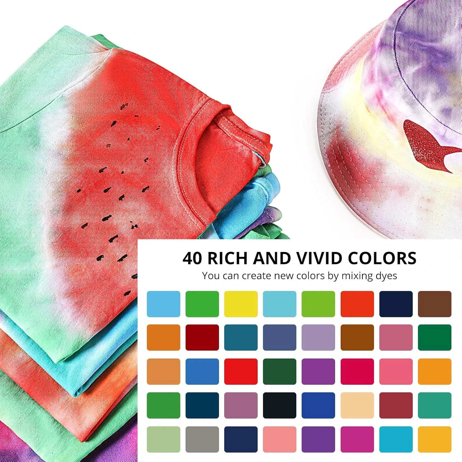 HTVRONT Tie Dye Kit – 40 Vibrant Colors Tye Dye Kit for Large Groups, Pre-Filled