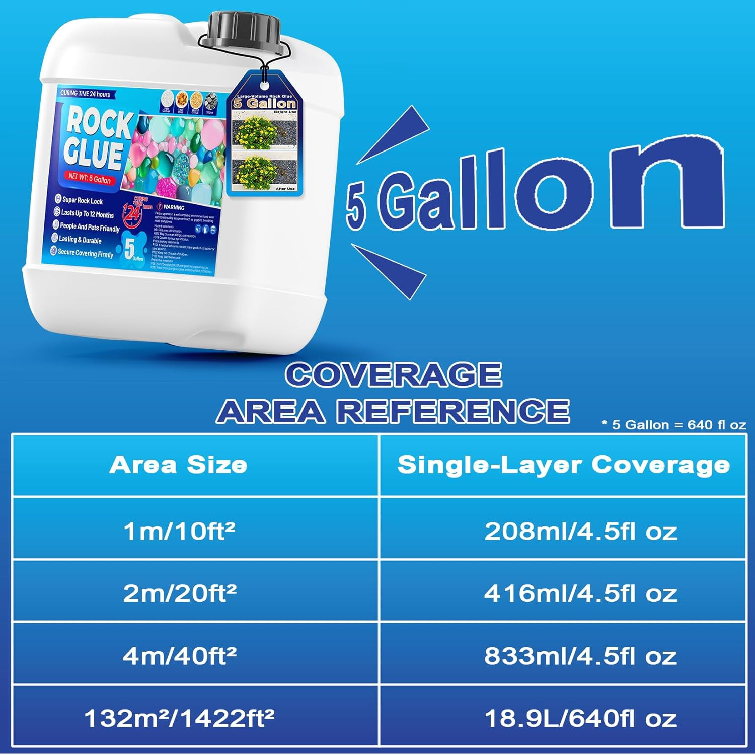 Non-Toxic Rock Glue – 5 Gallon Adhesive for Landscaping, Patios & Gardens