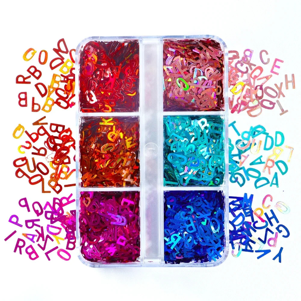 10g Holographic Alphabet Glitter Flakes Resin Sequins Filler DIY Epoxy Mold