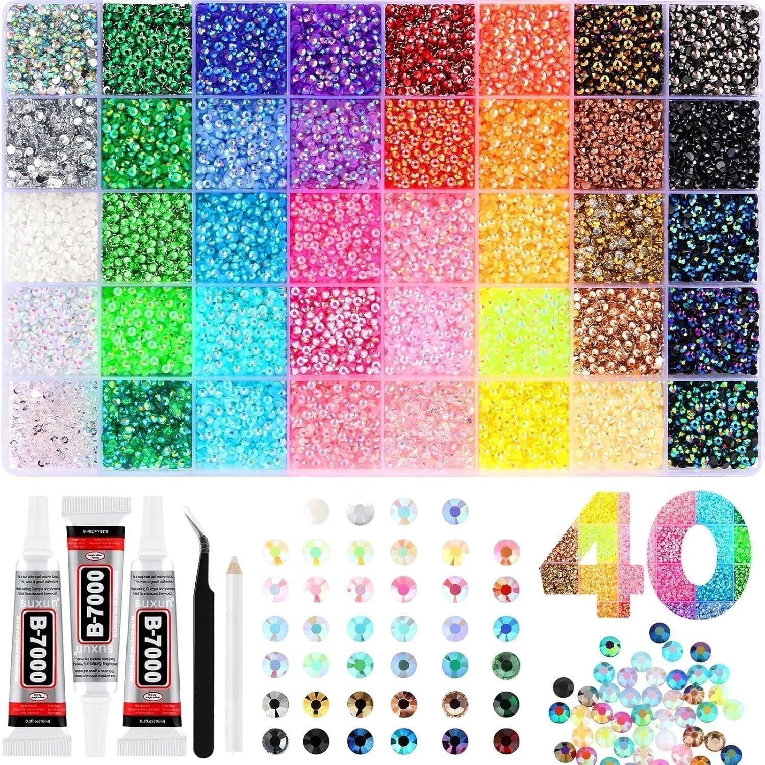 Jelly Rhinestones Bedazzling Kit Multicolor 3mm Flatback Resin Bedazzler Gems US