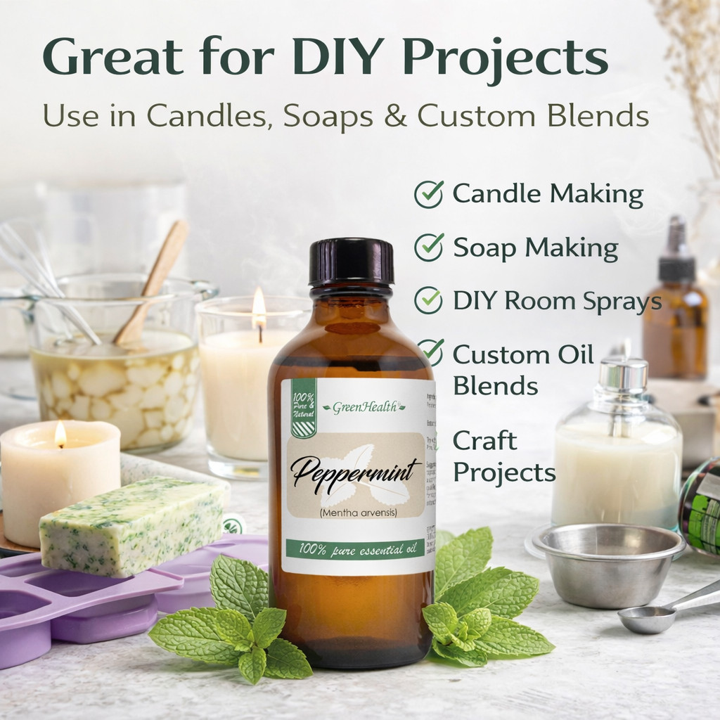 Peppermint Essential Oil 4 oz Pure Natural with 3 Free Droppers – GreenHealth