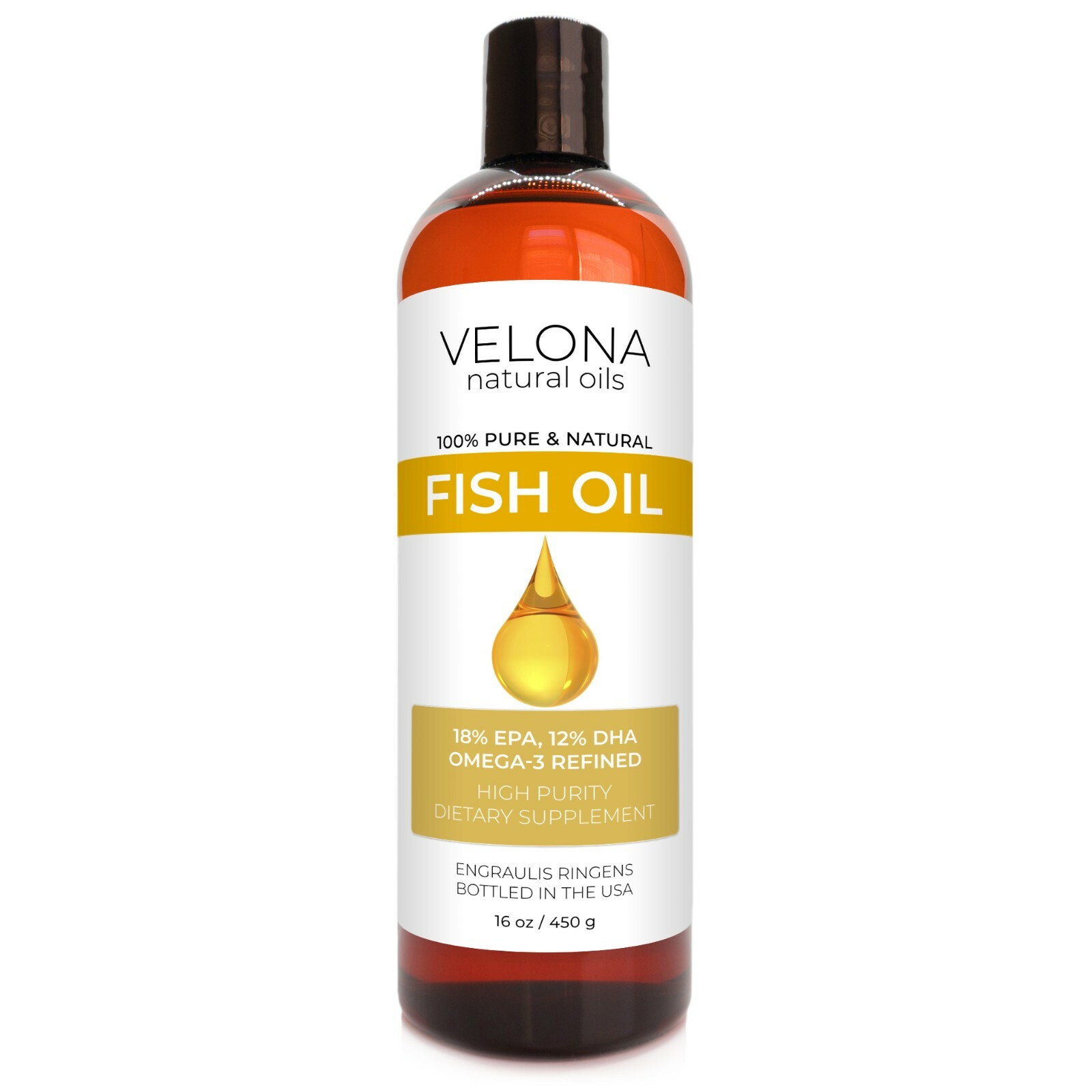 Fish Omega-3 Oil by Velona – 2oz-7lb Pure Refined Cold pressed Vitamin E, D
