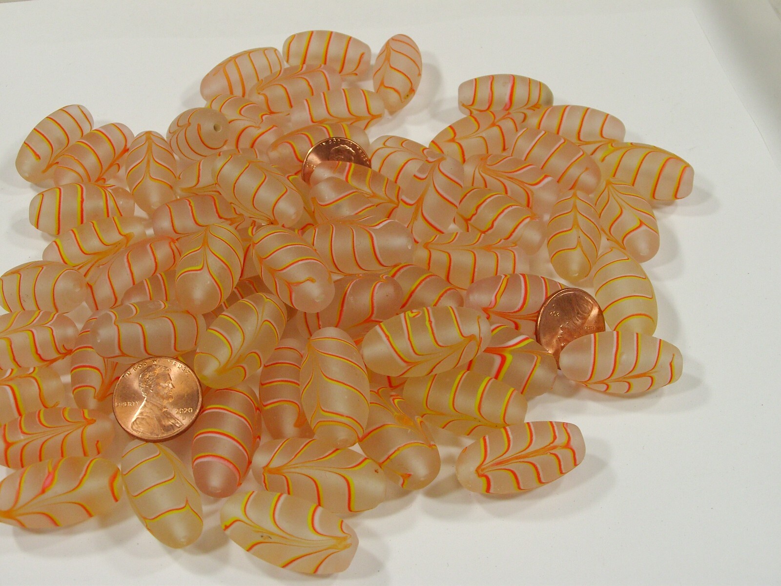 2 Pounds Light Peach Feather (14mm x 27mm) India Handmade Glass Beads (GP-20) ⭐