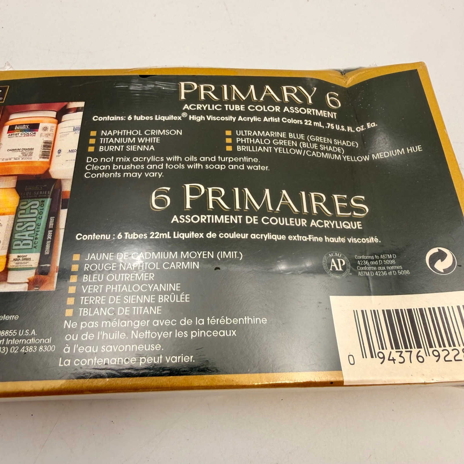 Liquitex Professional Primary 6 High Viscosity Acrylic Paint Set 6 Tubes 22mL