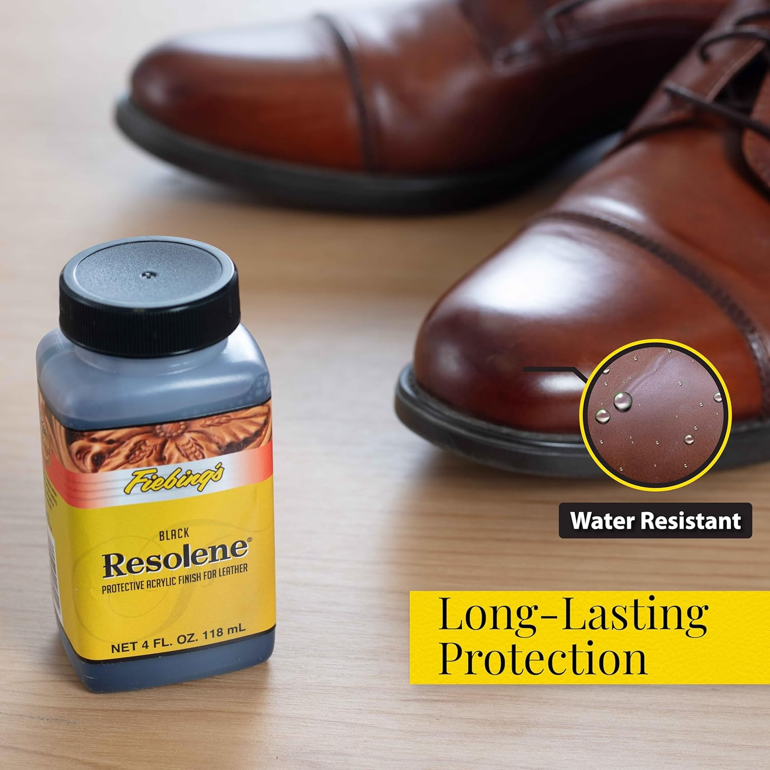 Acrylic Leather Finisher Black 4 oz Water Resistant Flexible Gloss Top Coat