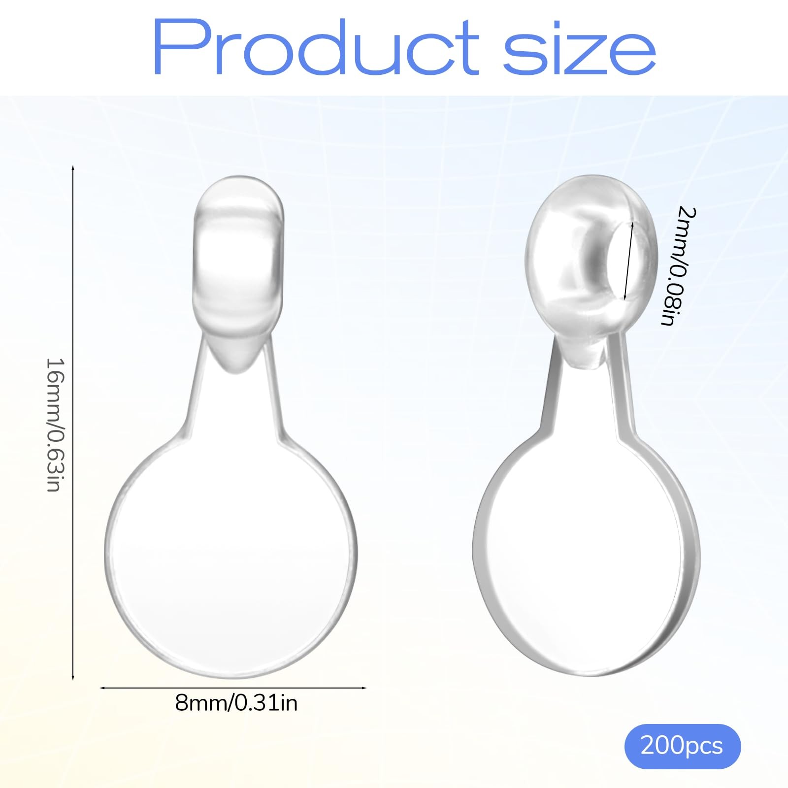 Jxiwfvl 200 PCS Glue on Pendant 16*8*2mm/0.63*0.32*0.79inch, Transparent