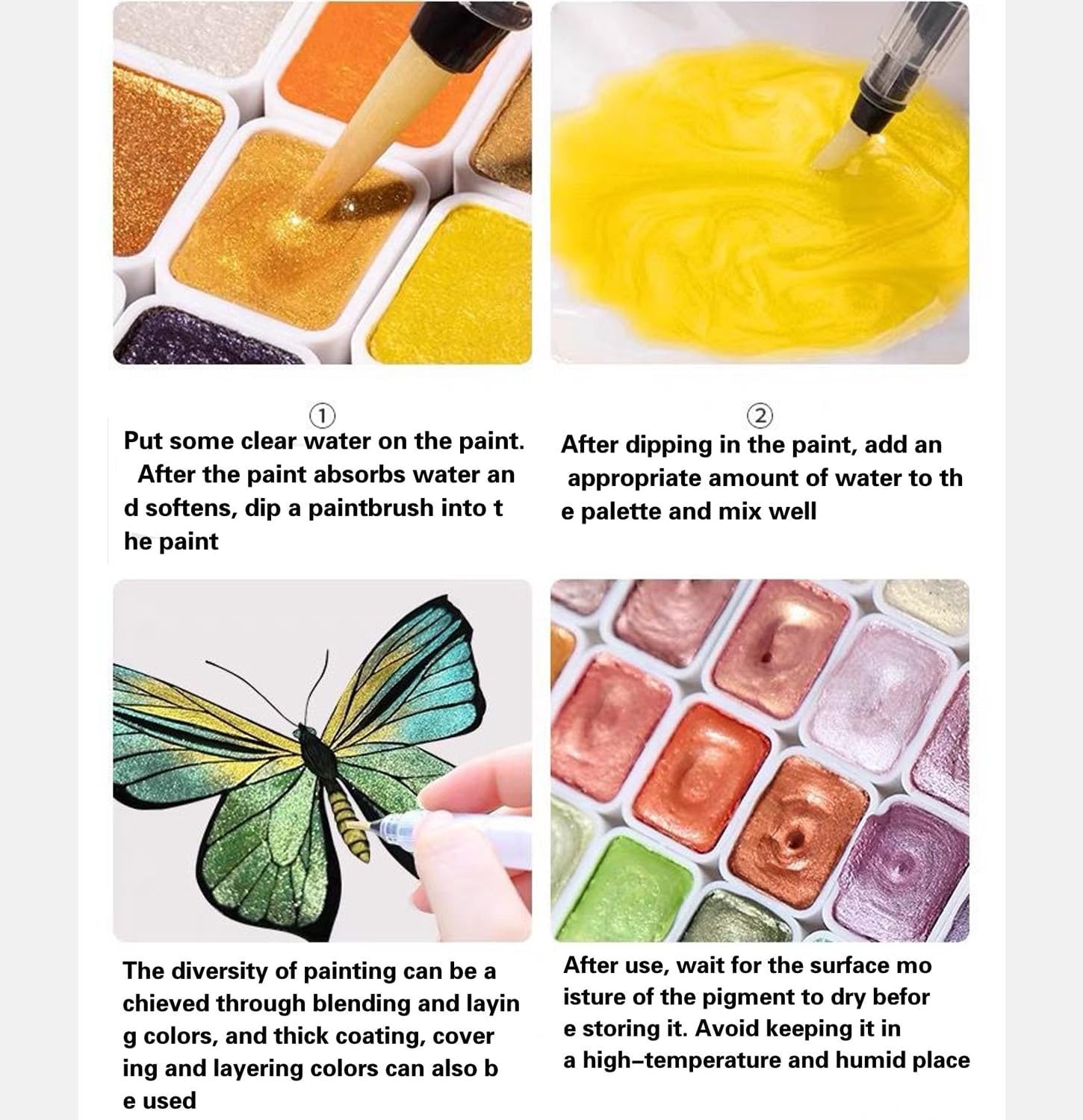 60 Colors Glitter Watercolor Set – Professional Wooden Box Art Paints APR