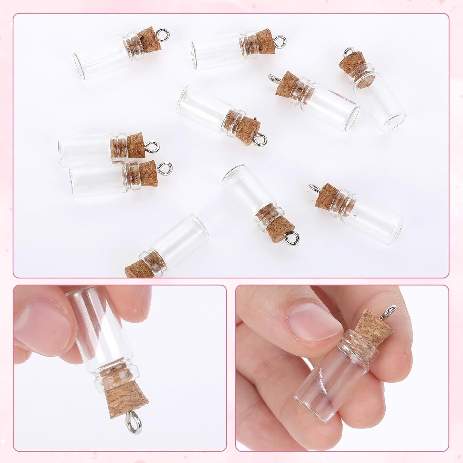 20Pcs Small Glass Bottles with Cork 1ml Empty Spell Jars Mini Potion Bottles