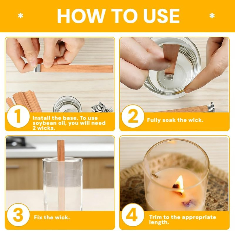 100-Pack Crackling Wooden Candle Wicks — Natural Thick & Smokeless, 0.75 X 5.12