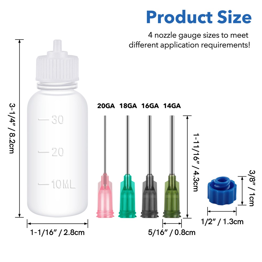 30ml Empty Plastic Squeezable Dropper Bottles Fine Tip Glue Applicators Set