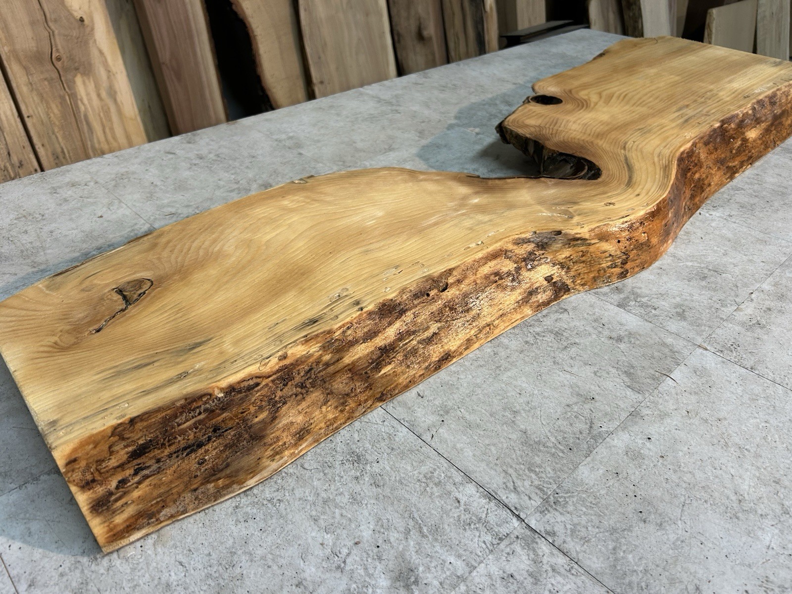 Gnarly Live Edge Pine Wood Slab/ Rustic Shelf or Mantle/Dried Wormy Pine Wood