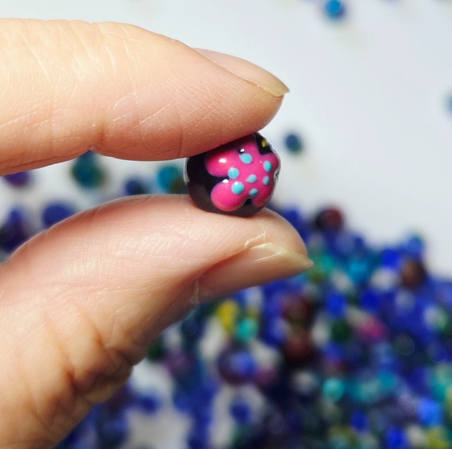 Flower Beads Round Navy Blue Beads for Jewelry Beads DIY craft 100 pcs 10mm