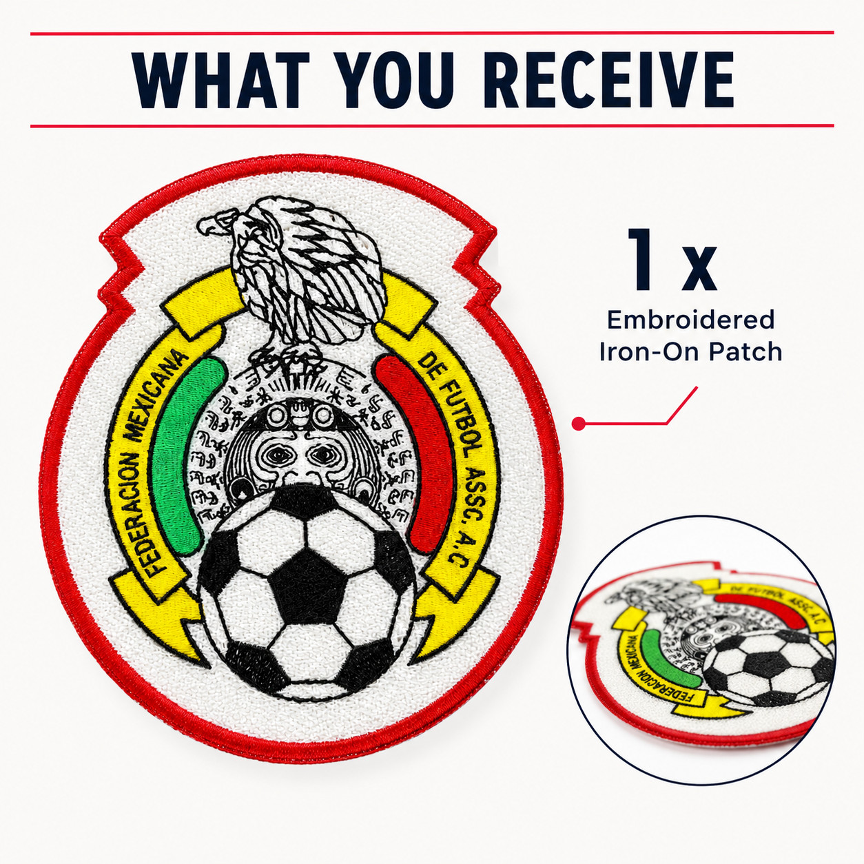 Mexico Soccer Crest Iron On Embroidered Patch Badge 3×3 Inch Futbol Mexicano