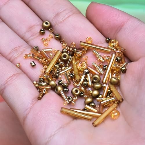 2000PCS Mixed Glass Bugle Beads Glass Gold Seed Micro Tube Bead 1.5-4.5mm