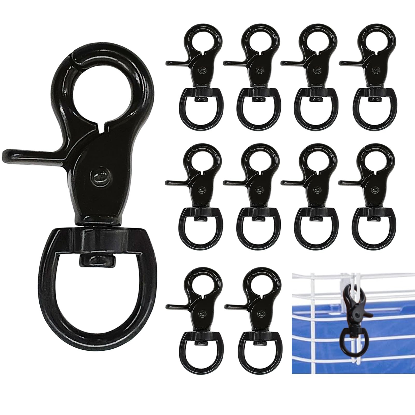 10PCS Trigger Snap Hooks 2.32” x 0.82” Zinc Alloy Black Swivel Snap Hooks H…