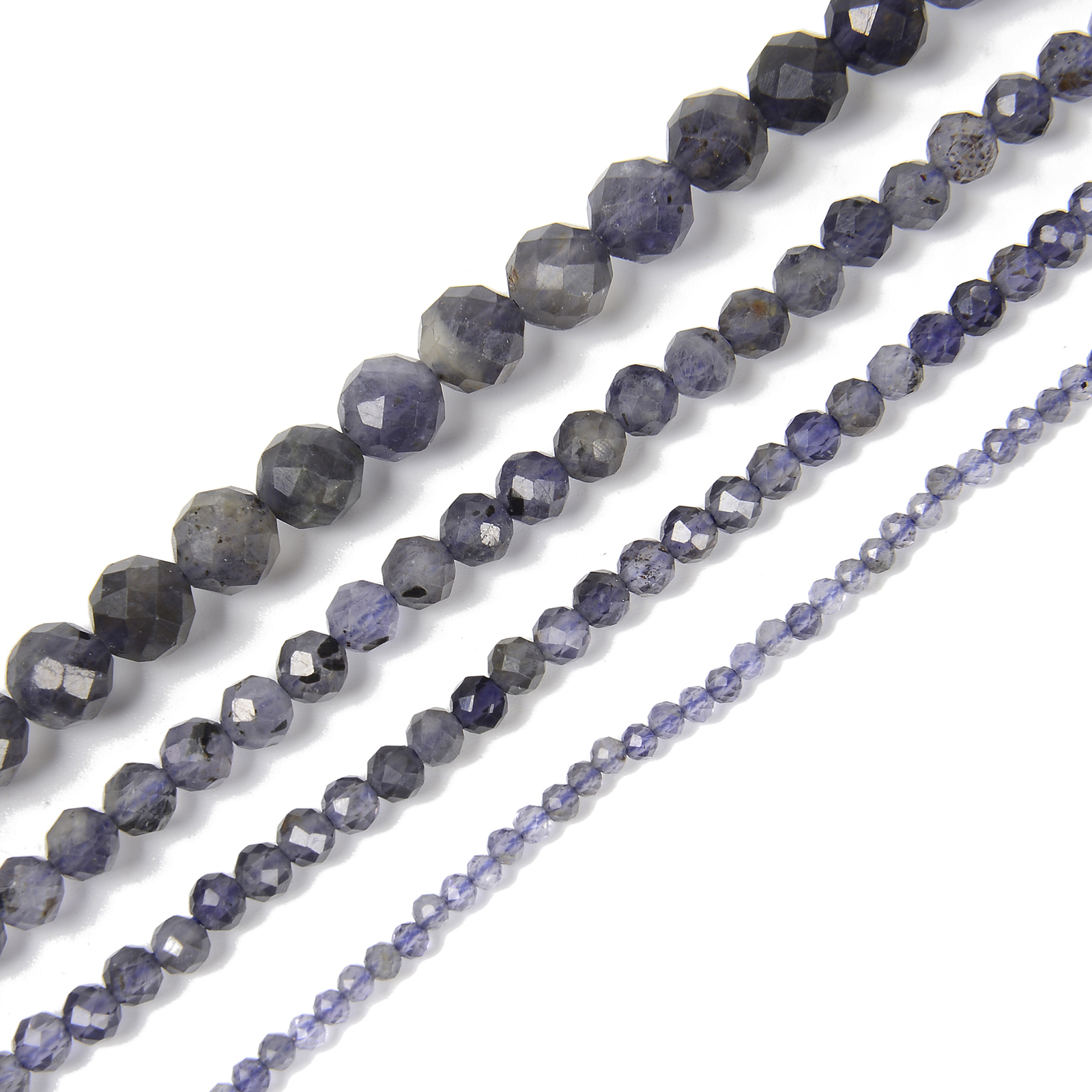 Natural Iolite Faceted Round Beads 2mm 3mm 4mm 6mm 15.5″ Strand