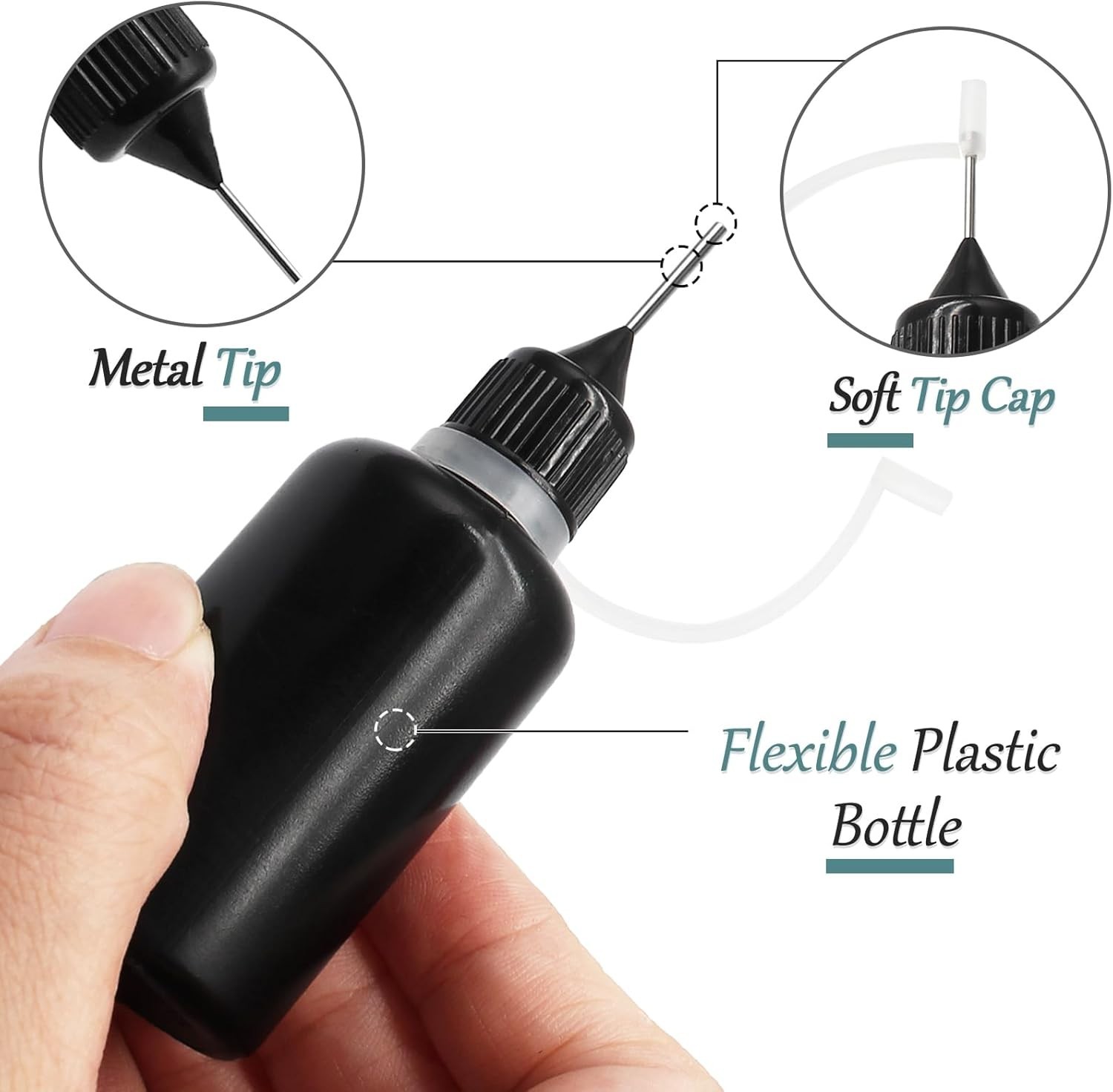 Durable 30ml Black Squeeze Bottles with Mini Funnels for Precise Applications