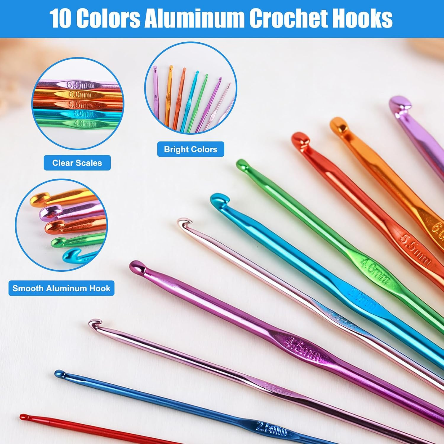 Crochet Hooks Set, 54 Pack Crochet Needles Set Crochet Kits for Beginners, Ergon