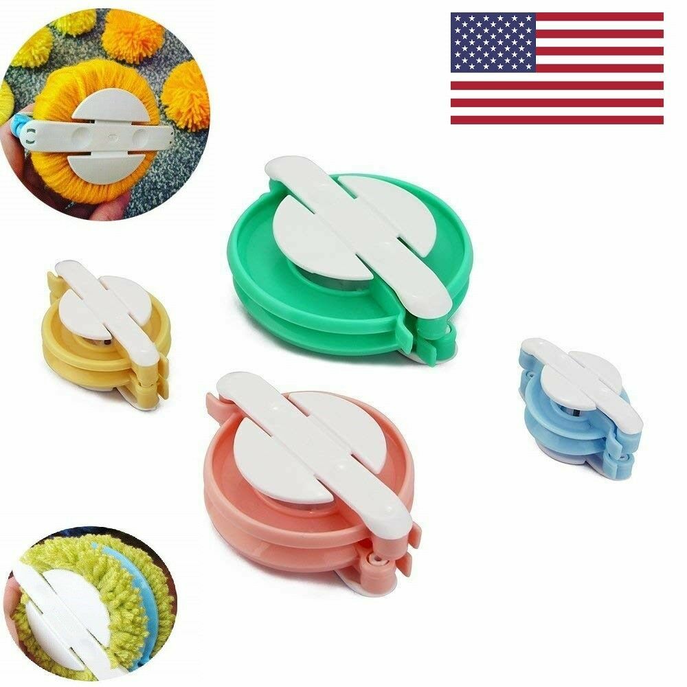 US 4 Pcs Pom Maker Handmade Craft Tool Kit Fluff Ball DIY Craft Wool Knitting HO