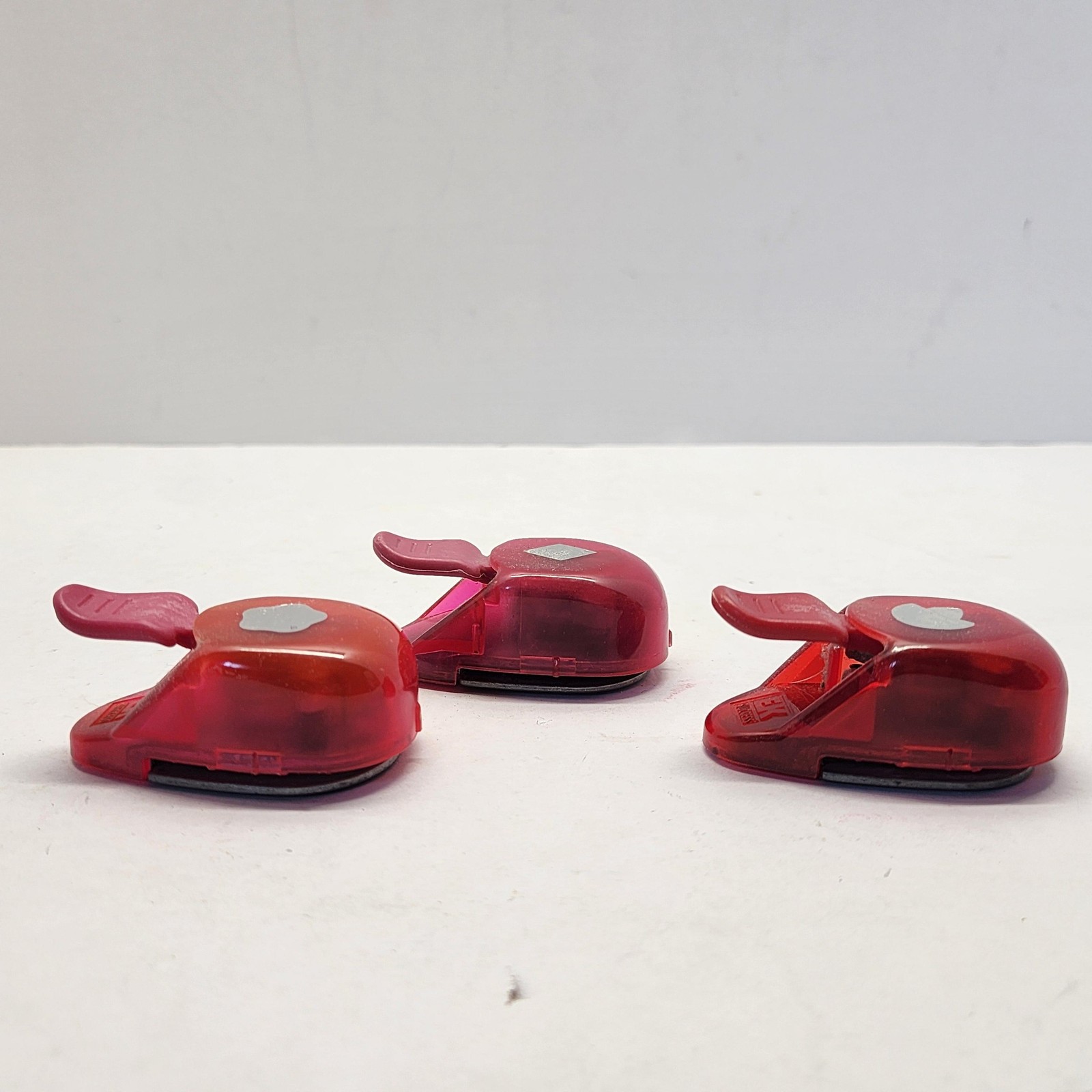 Red Mini Shape Craft Punch Lot Tulip Flower Diamond Circle Less Than 1 Inch