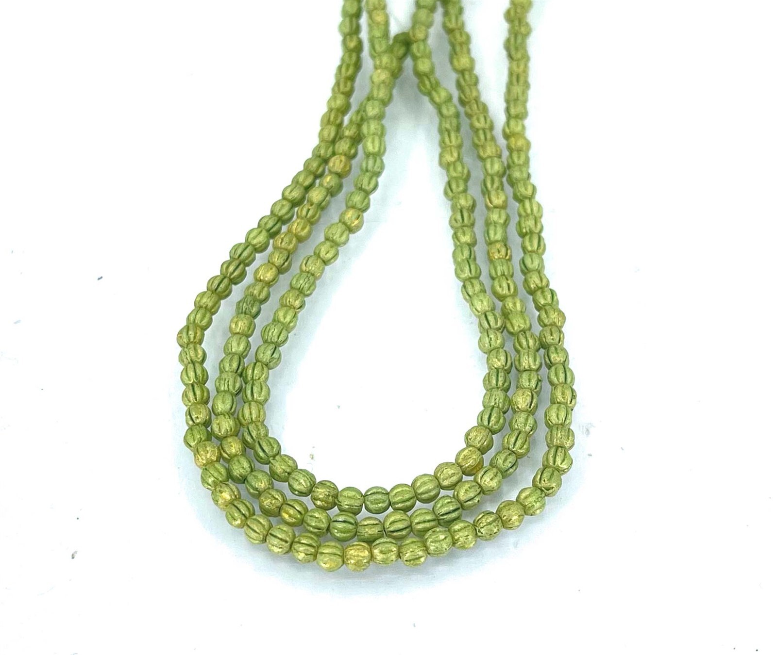 50 Czech Glass Melon Round Beads Chartreuse Green 3mm – Pacifica – Avocado