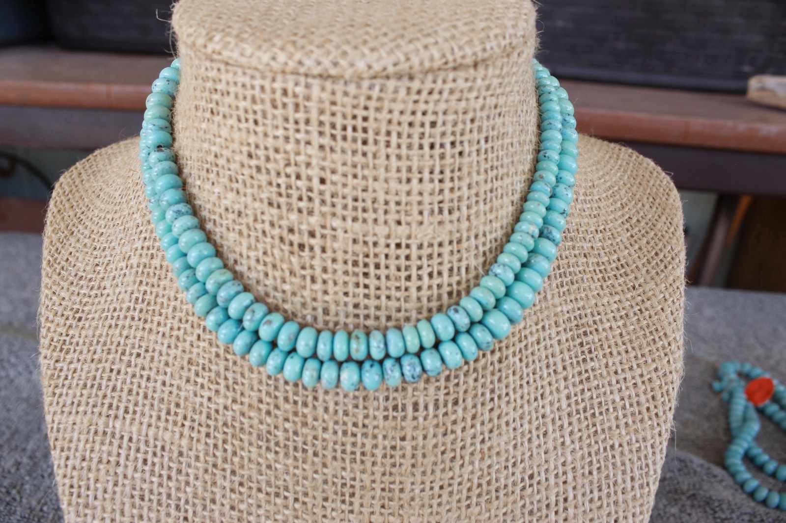24in Campitos Turquoise Graduated Rondelle shape beads CHOICE Quality