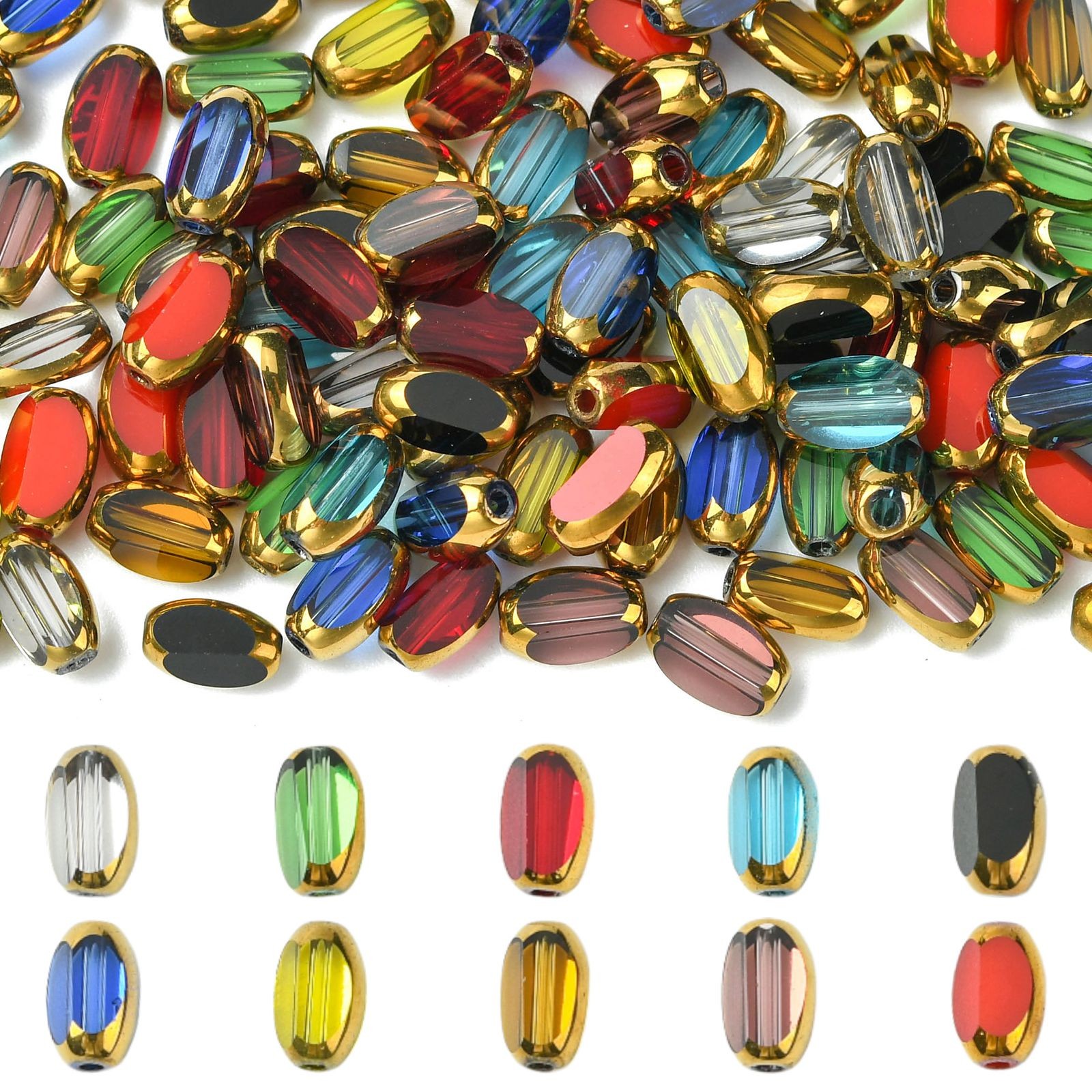 150Pcs Electroplated Glass Beads, Ocean Theme Crystal Beads for Craft DIY