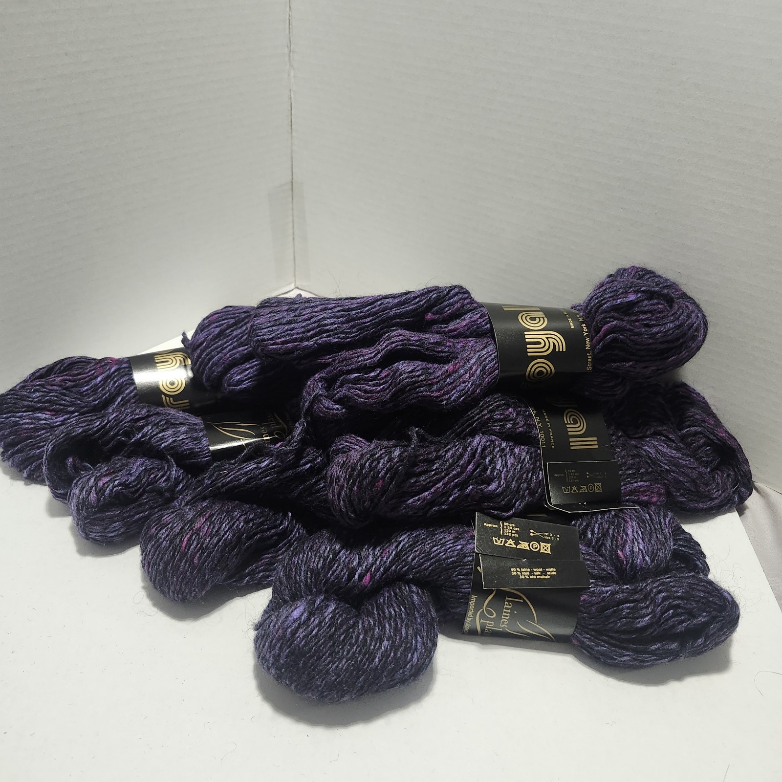 Laines Plassard Royal Wool & Silk & Kid Mohair Yarn 10 Hanks- Purple France