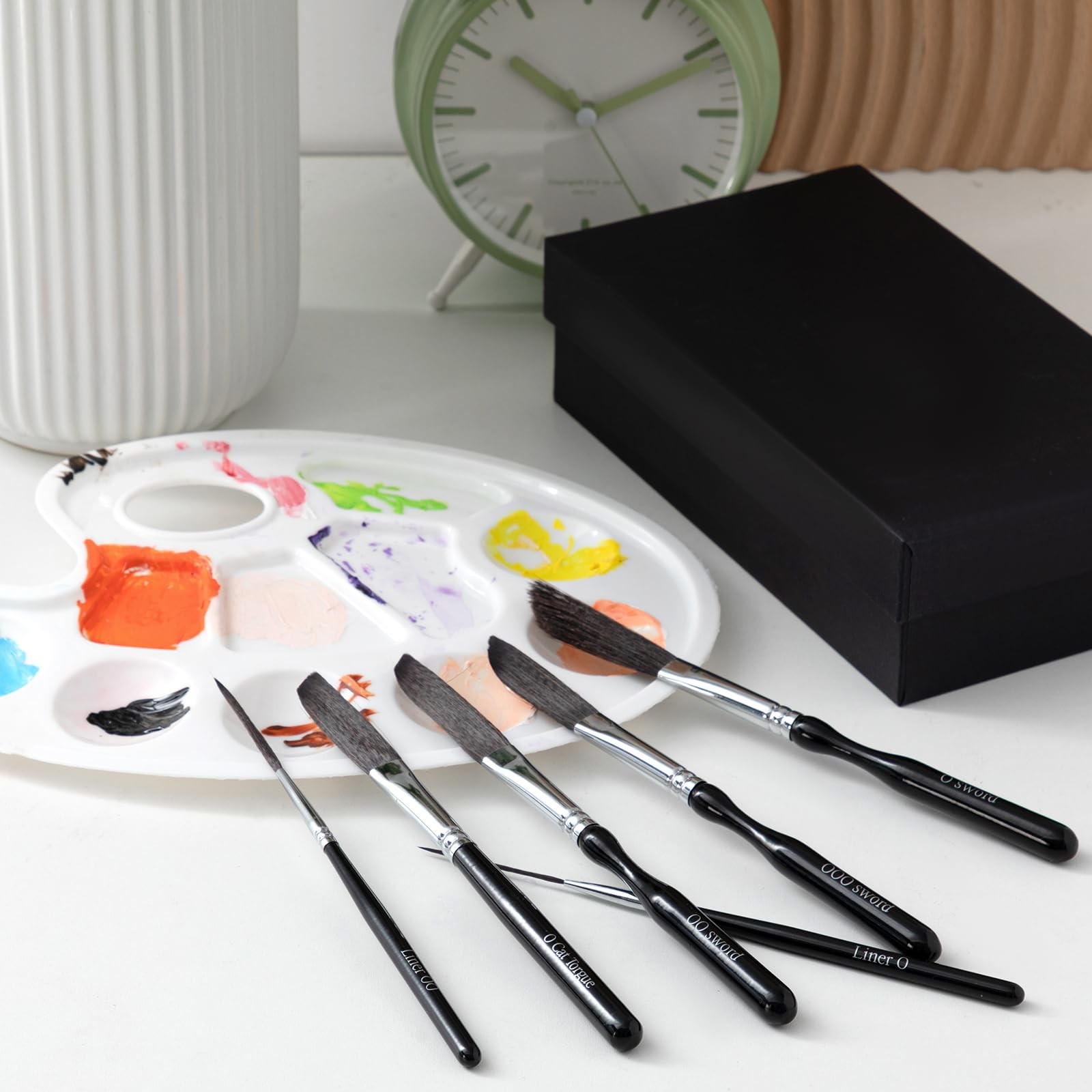 6 Pieces Pinstriping Brush Set, Mixed Squirrel & Goat Hair, Professional Deta