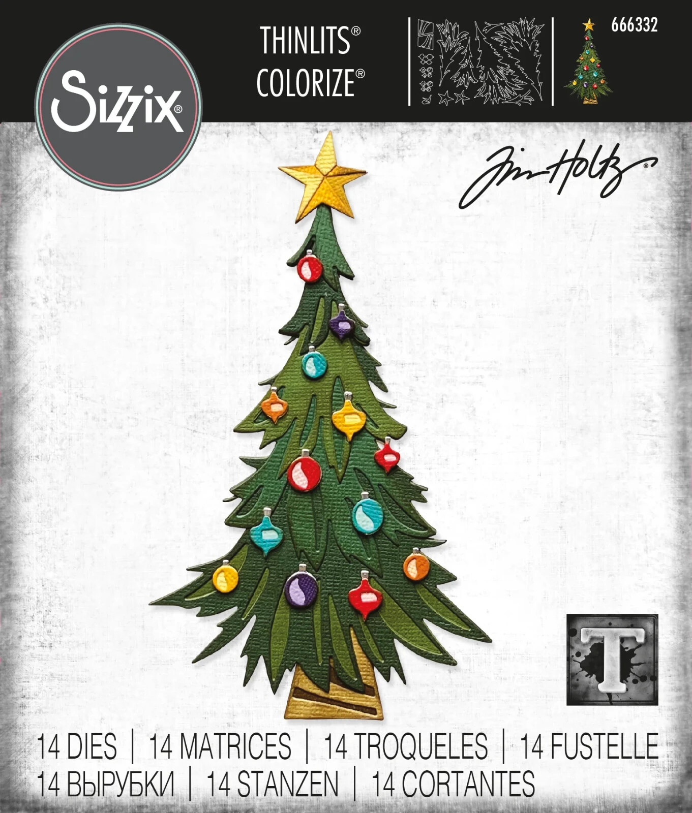 Tim Holtz “COLORIZE: TRIM A TREE” Sizzix Thinlits Cutting Dies Holiday 2023