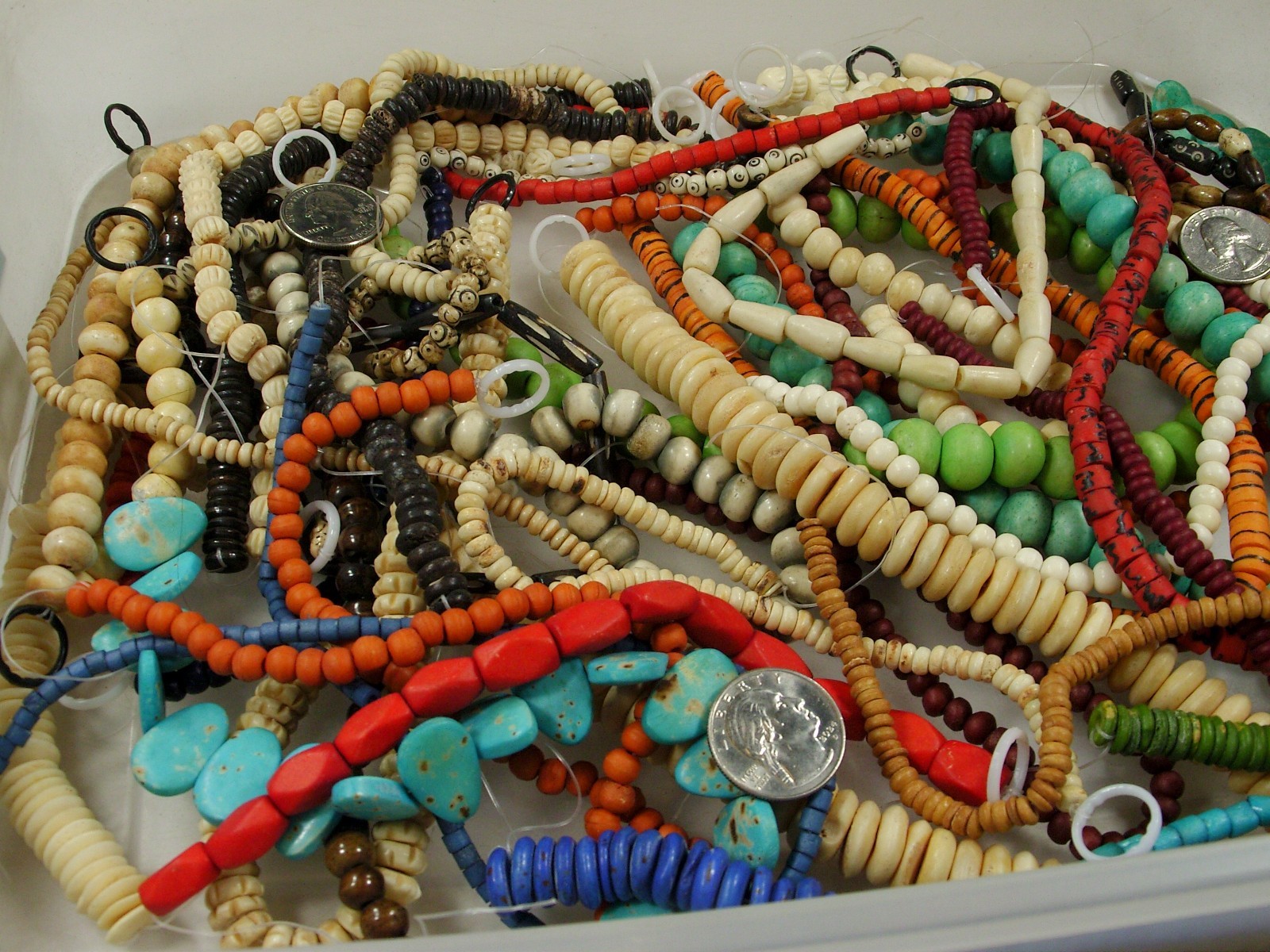 2 Pounds Odds and Ends India Handmade Water Buffalo Bone Beads Lot (AXP-5) ⭐