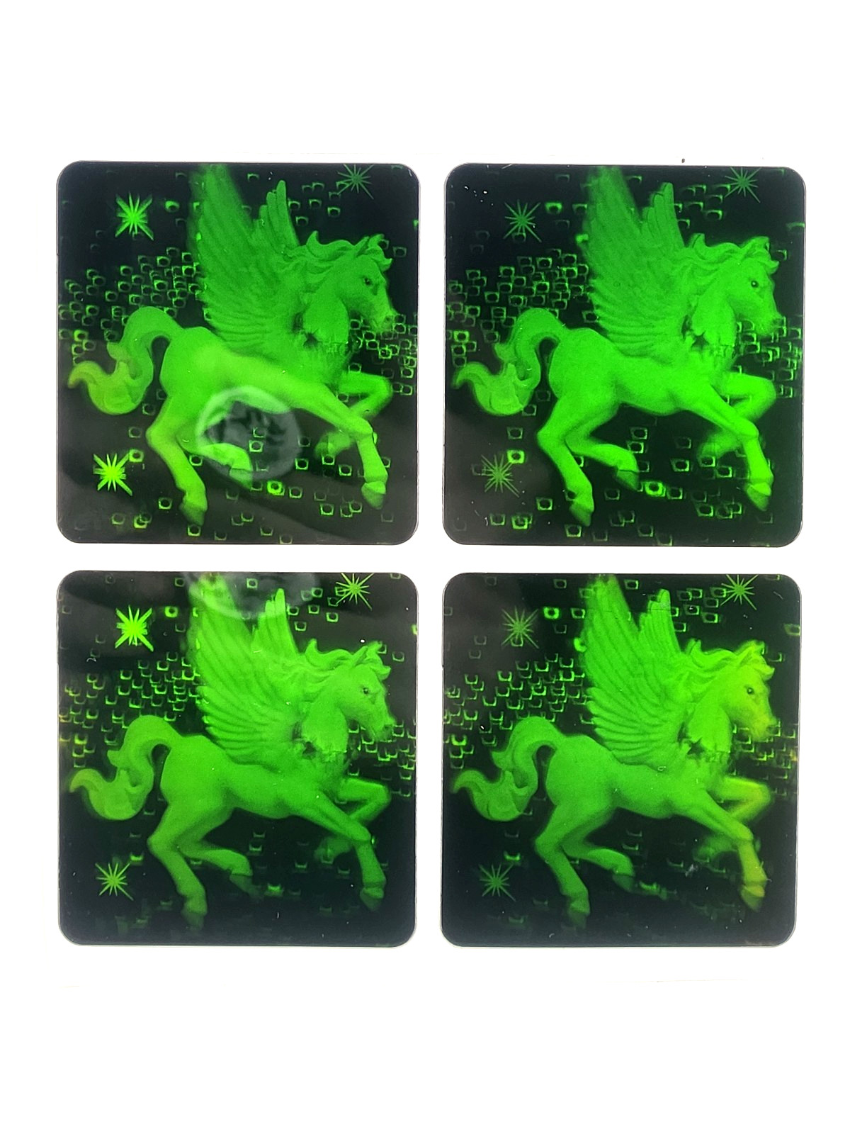 VTG Polaroid 3-D 90’s Hologram Stickers – Pegasus – Horse (4 ) 1.75 x 1.75″ EA