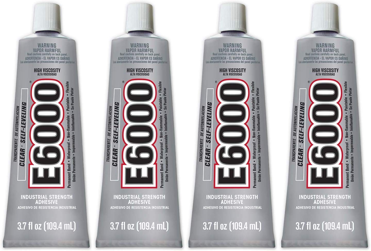 E6000 High Viscosity Adhesive, 3.7 Fluid Ounces – 4 Pack