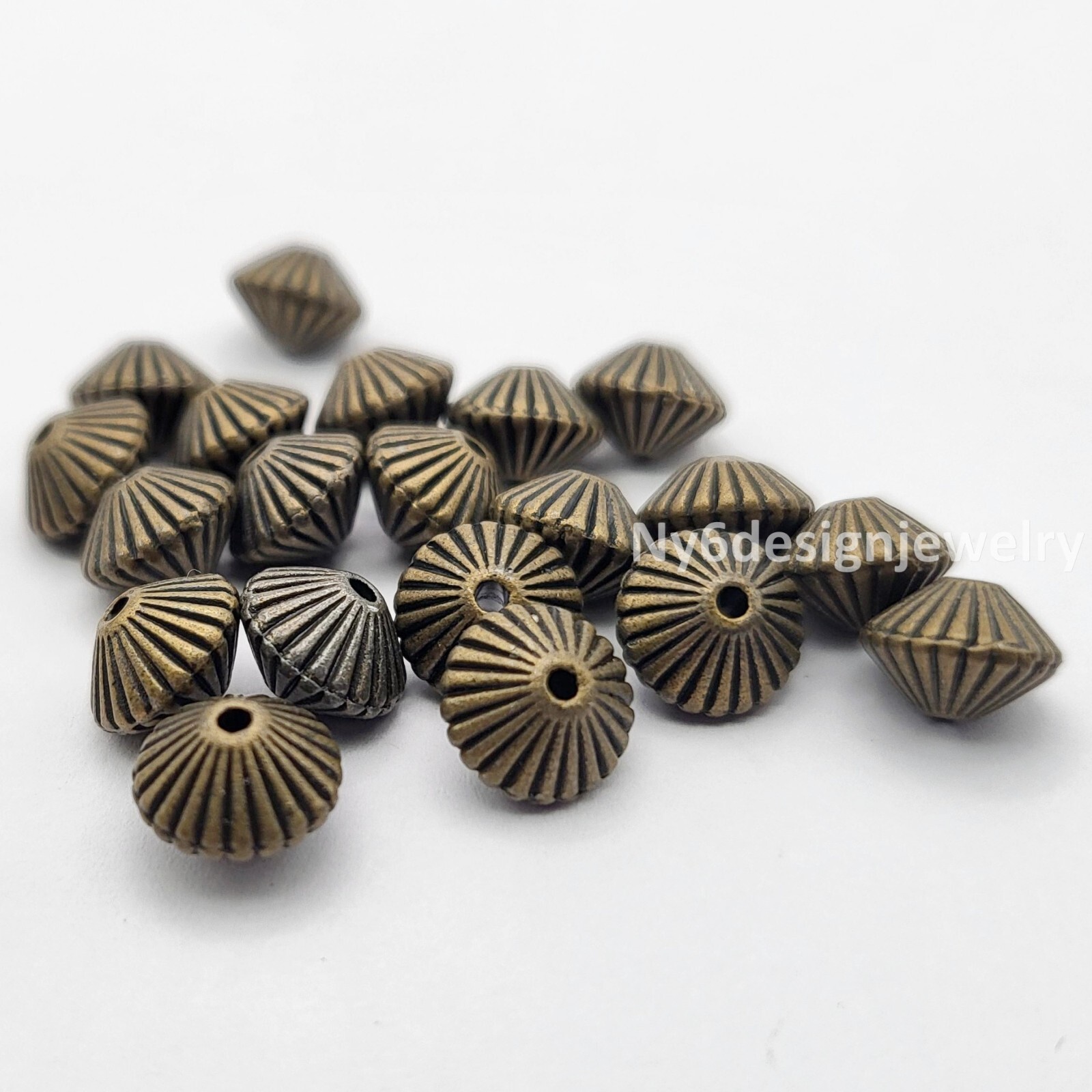Bicone Spacer Beads 20pcs Copper Antique Brass Silver Gold Jewelry Finding 7mm
