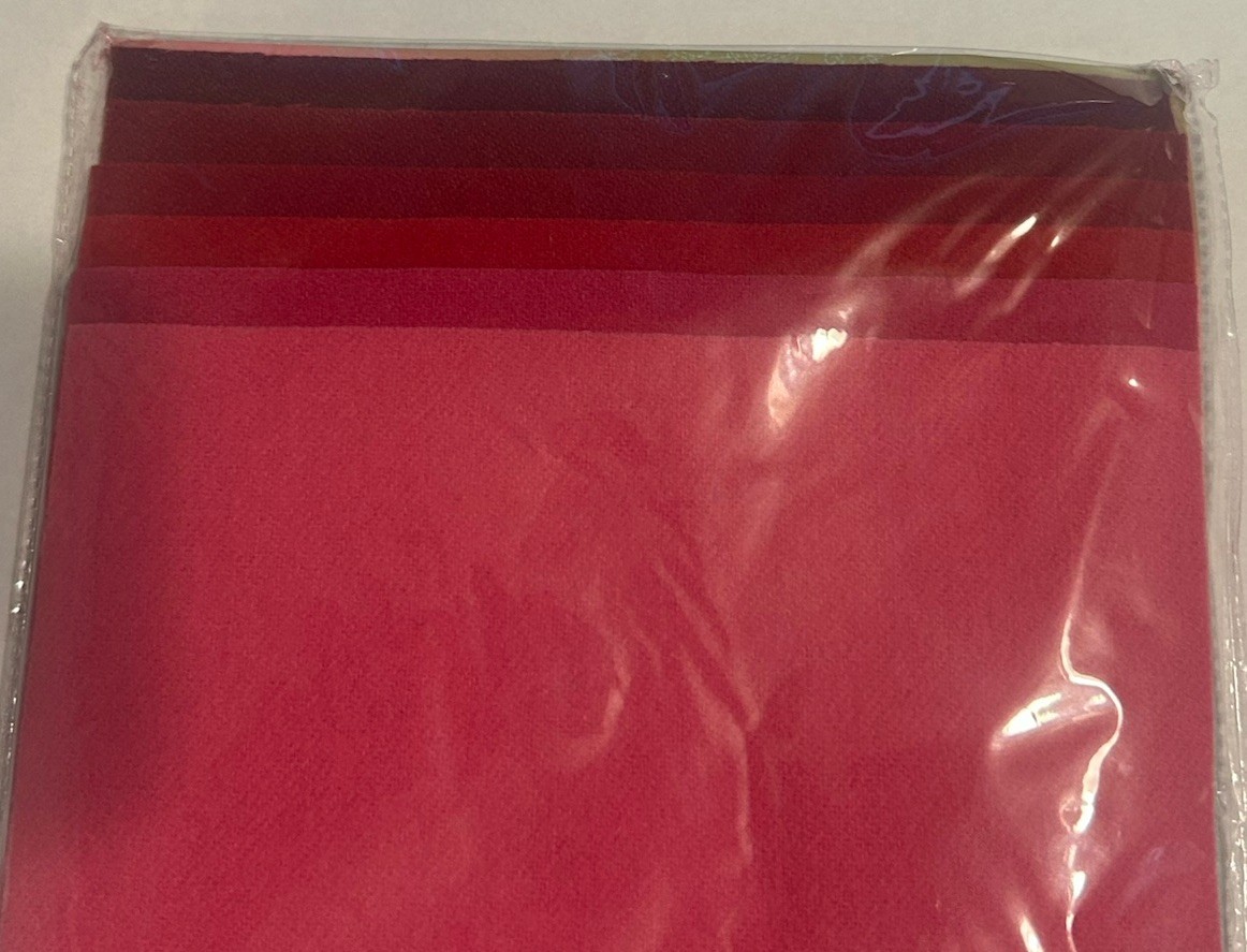 Sue Spargo Merino Wool Fabric Pack – RED – 1/32 – 9″x 7″ – 6 pieces