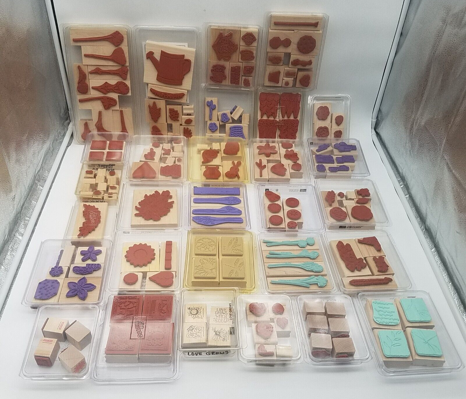 Lot of 29 Sets, 165 Pieces – Stampin’ Up! Flowers Sets, Wood Rubber Stamps