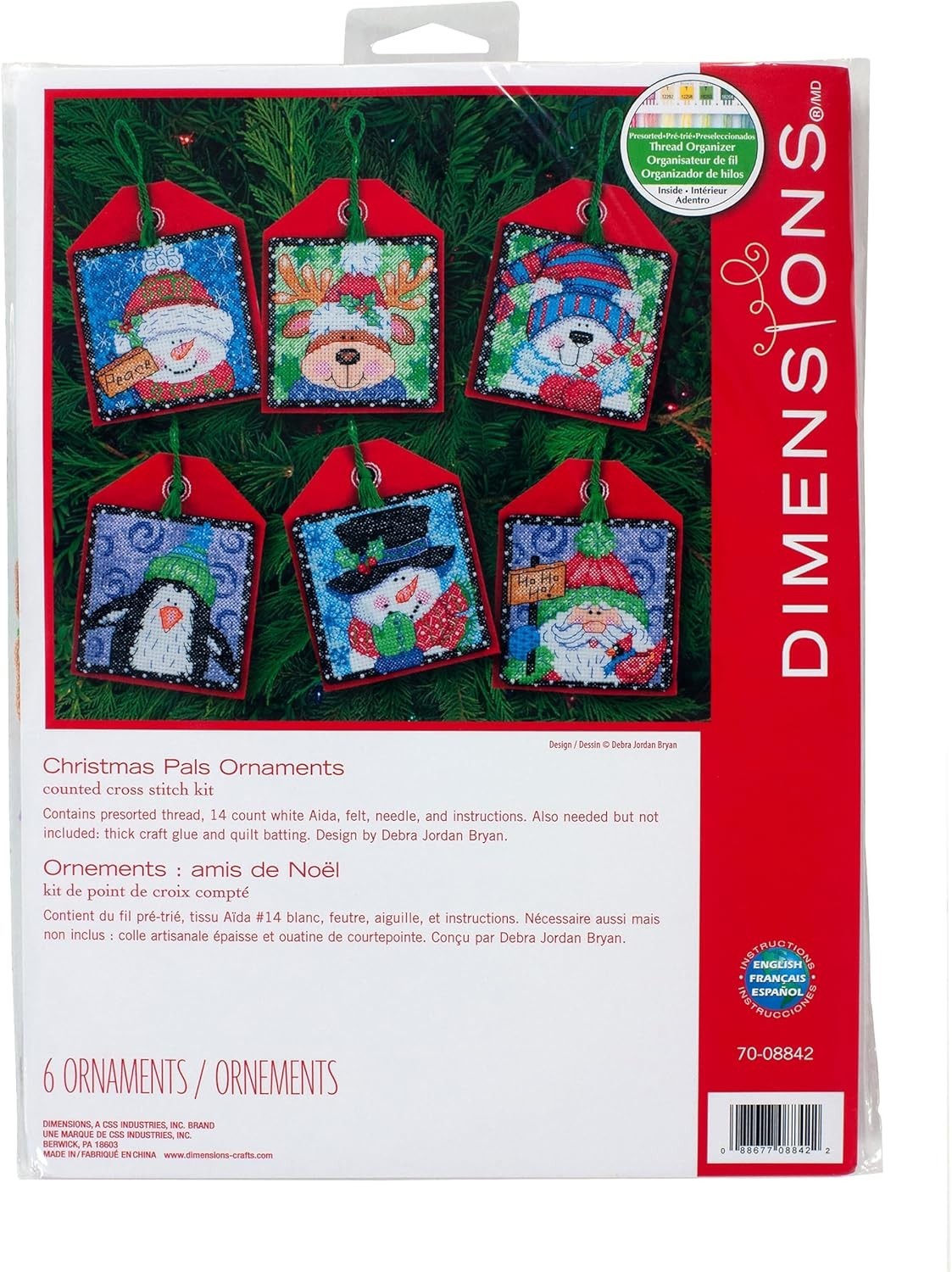 Fun & Easy Counted Cross Stitch Christmas Pals Kit – 6 Ornaments for Ages 13+