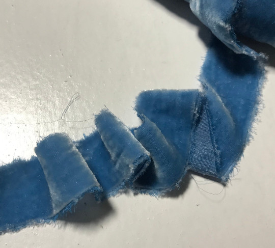 Hand Dyed Light Blue Silk Velvet Ribbon ( 4 Widths to choose from)