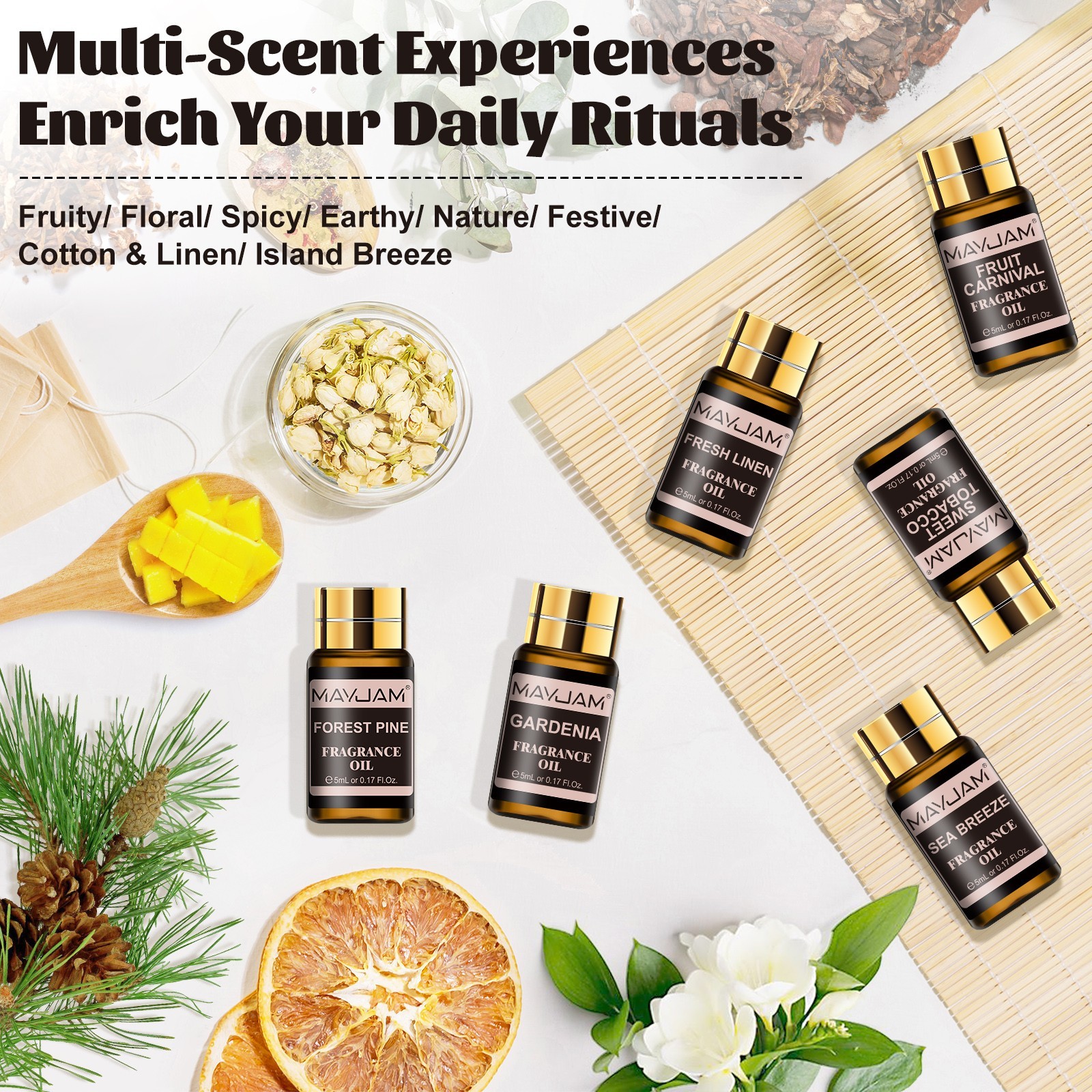 MAYJAM 20Pcs Fragrance Oil Gift Set for Diffuser Candle Soap Making Scented Oils