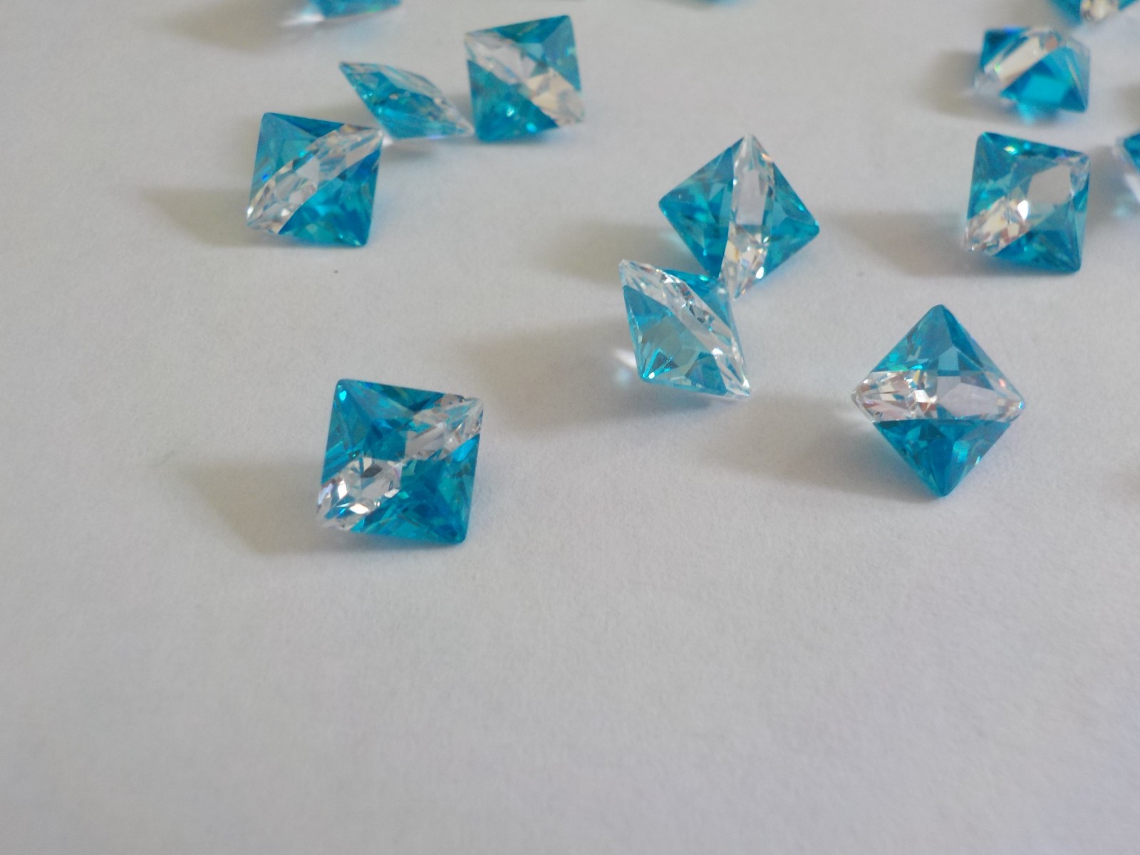 Square 6mm Clear Blue No Hole Stone Cubic Zirconia (12 Loose) Jewelry Making